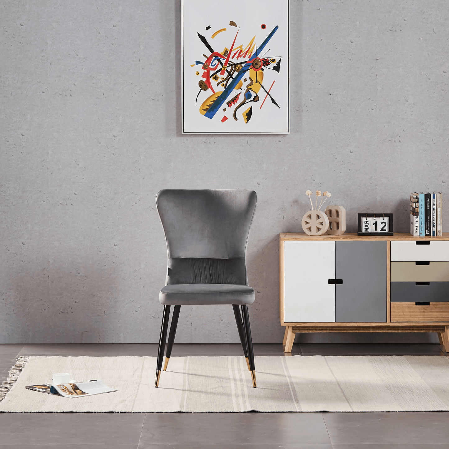 New York LUX Velvet Dining Chair with Metal Legs - Scandinavian Inspired