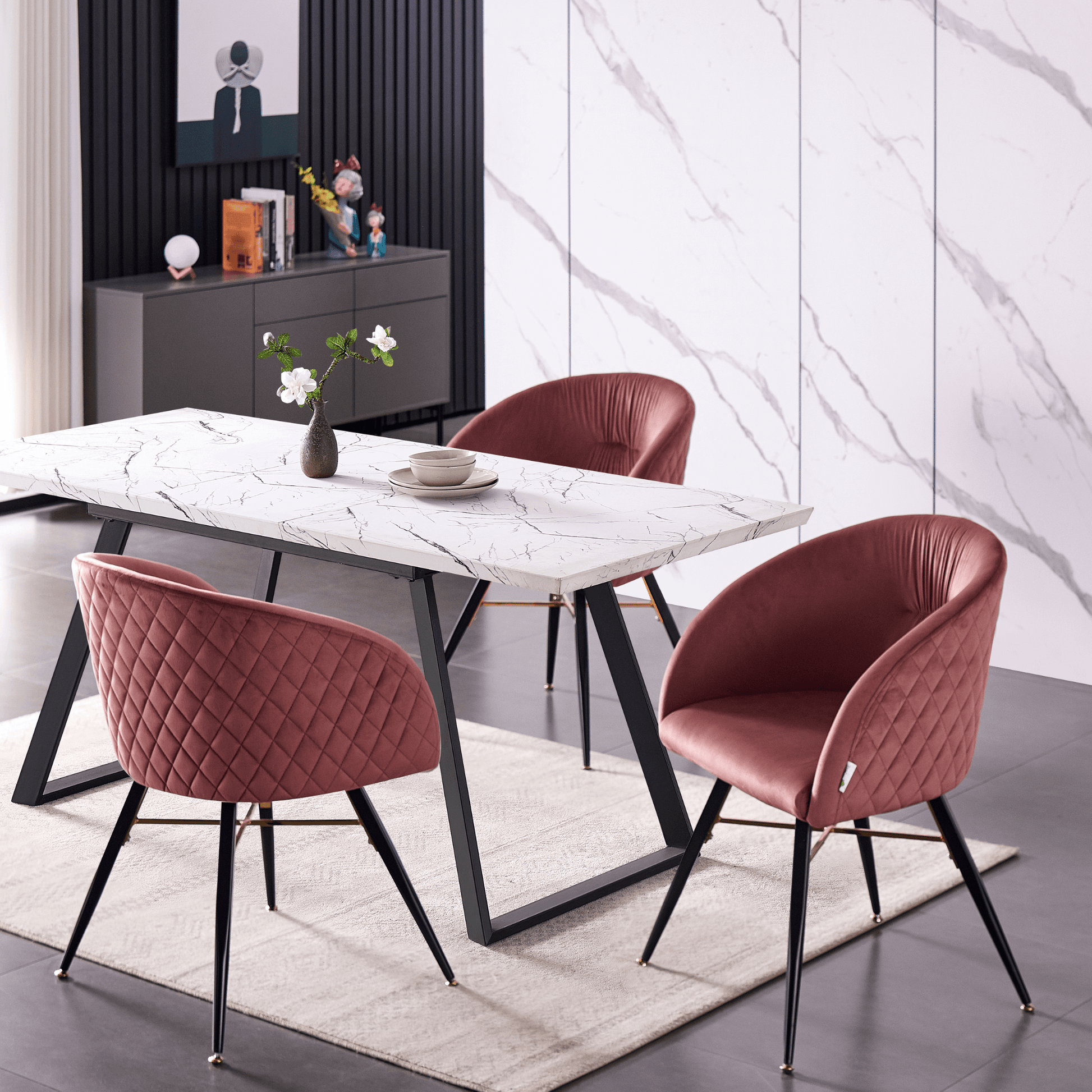 Vittorio LUX Velvet Dining Chair with Metal Legs - Perfect for Dining Room Living Room