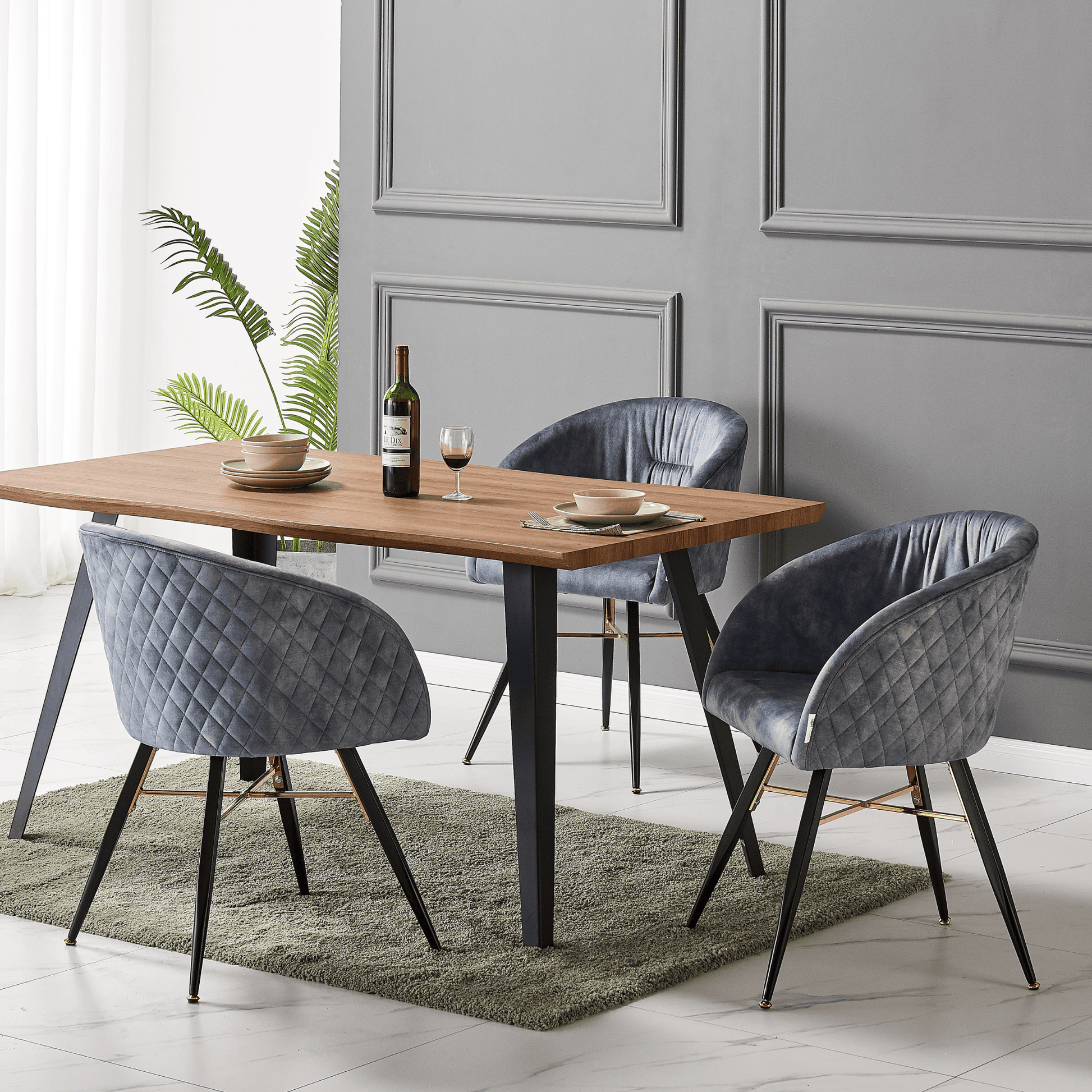 Vittorio LUX Velvet Dining Chair with Metal Legs - Perfect for Dining Room Living Room