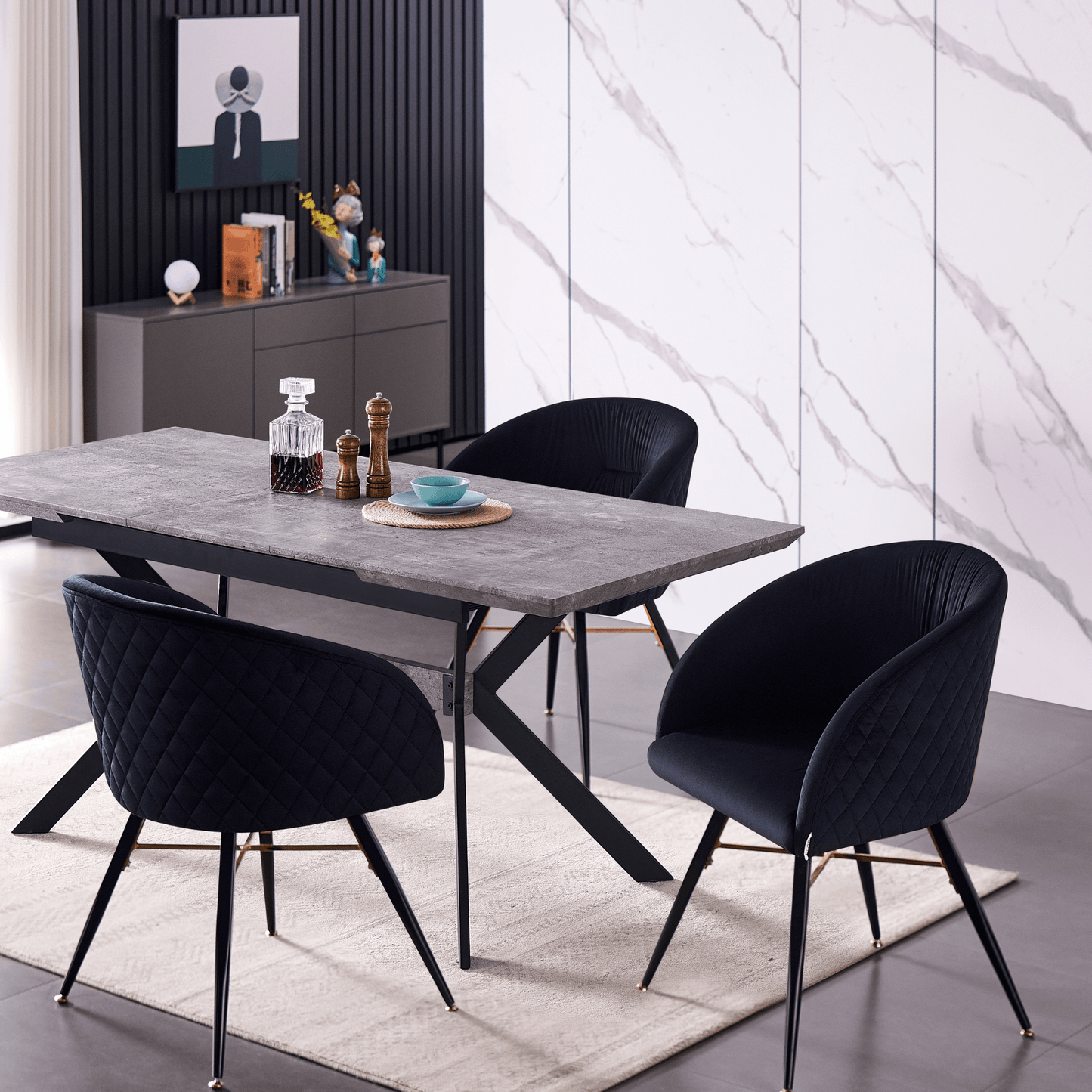 Vittorio LUX Velvet Dining Chair with Metal Legs - Perfect for Dining Room Living Room