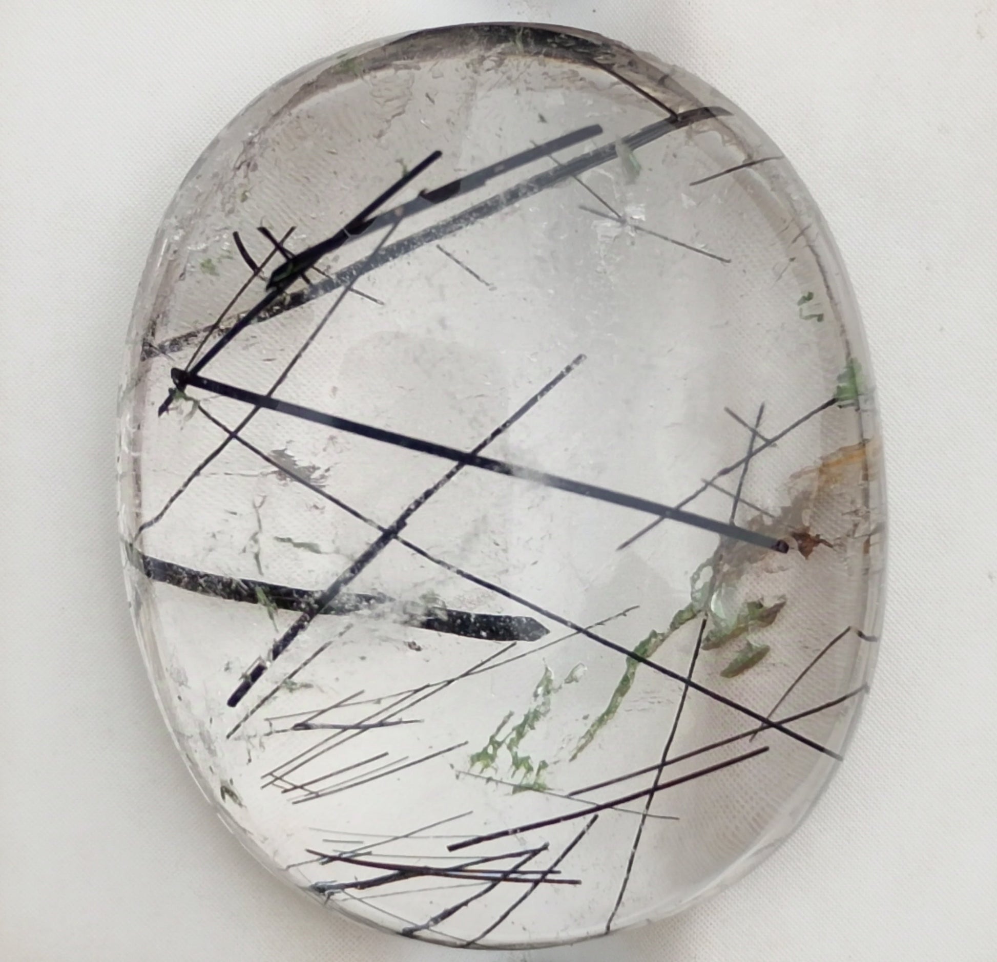 48ct Black Tourmalated Quartz -Cabochon Black Rutile Quartz - Rutilated Quartz