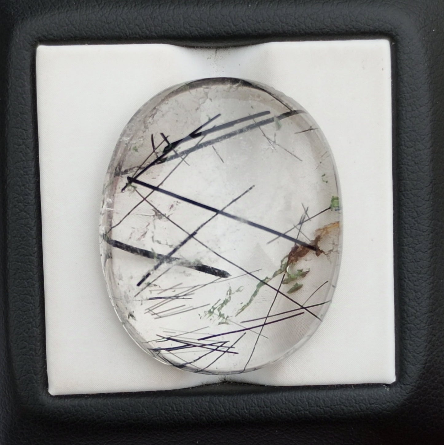 48ct Black Tourmalated Quartz -Cabochon Black Rutile Quartz - Rutilated Quartz