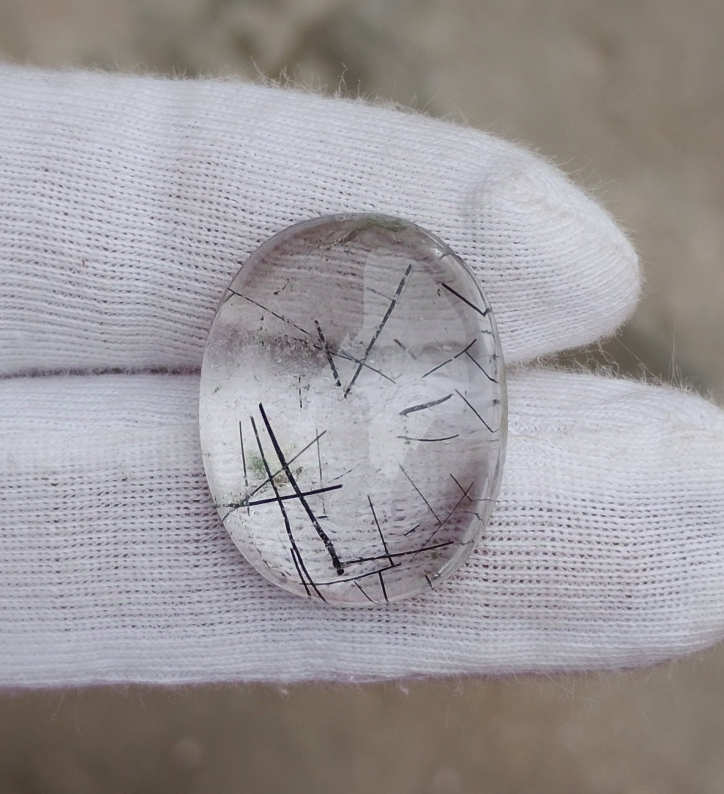 22.2ct Black Tourmalated Quartz -Cabochon Black Rutile Quartz - Rutilated Quartz