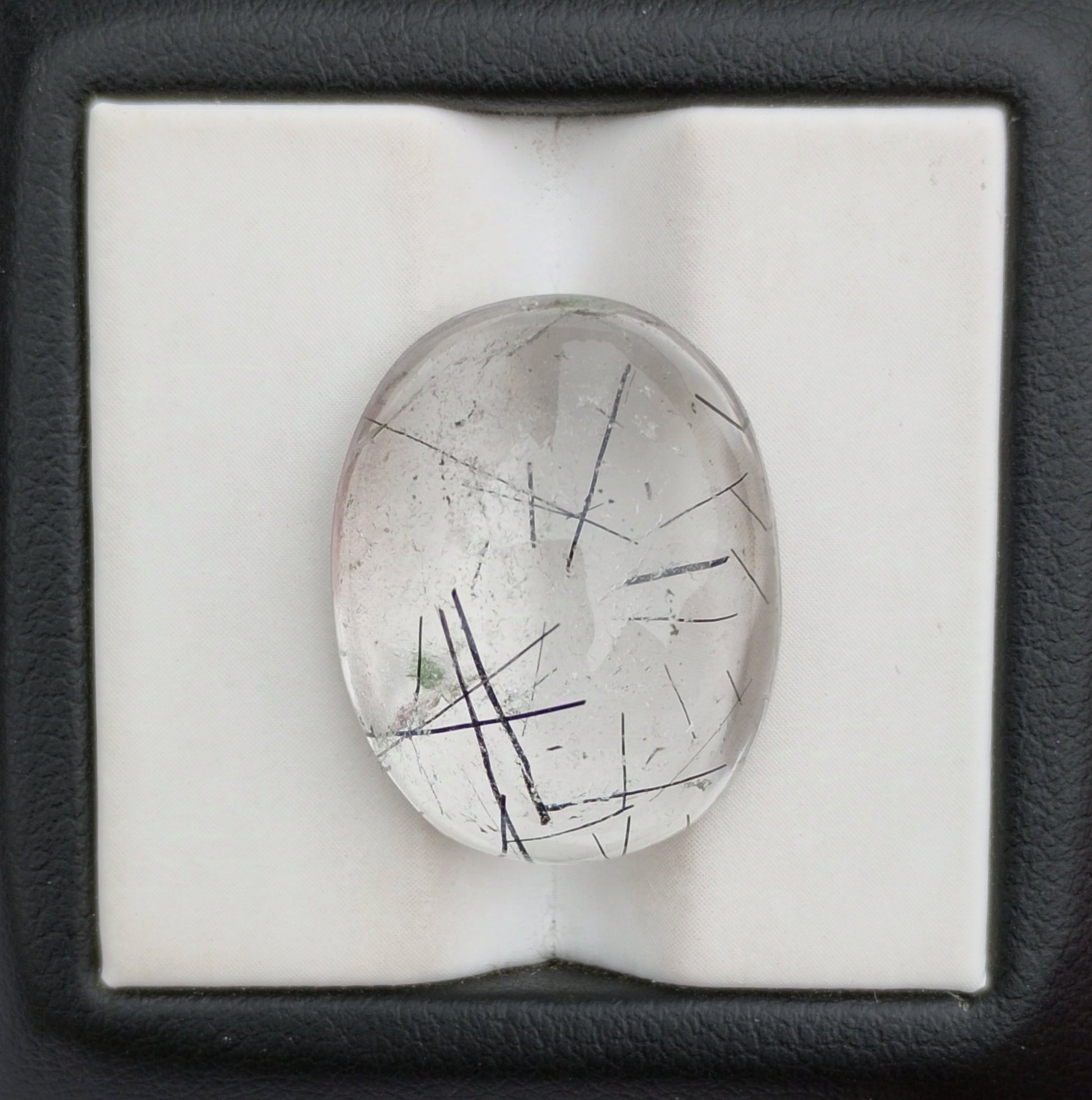 22.2ct Black Tourmalated Quartz -Cabochon Black Rutile Quartz - Rutilated Quartz