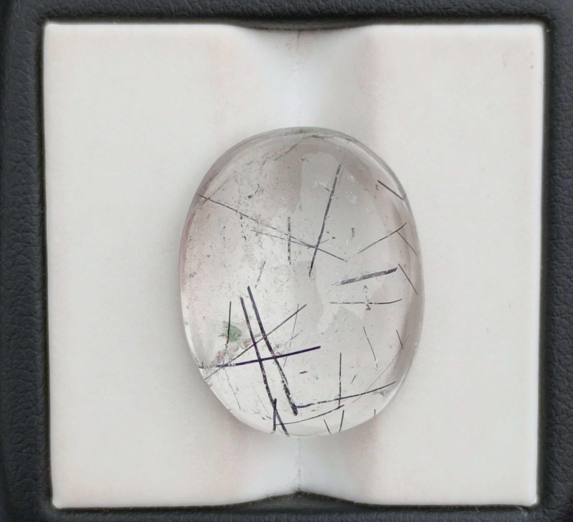 22.2ct Black Tourmalated Quartz -Cabochon Black Rutile Quartz - Rutilated Quartz