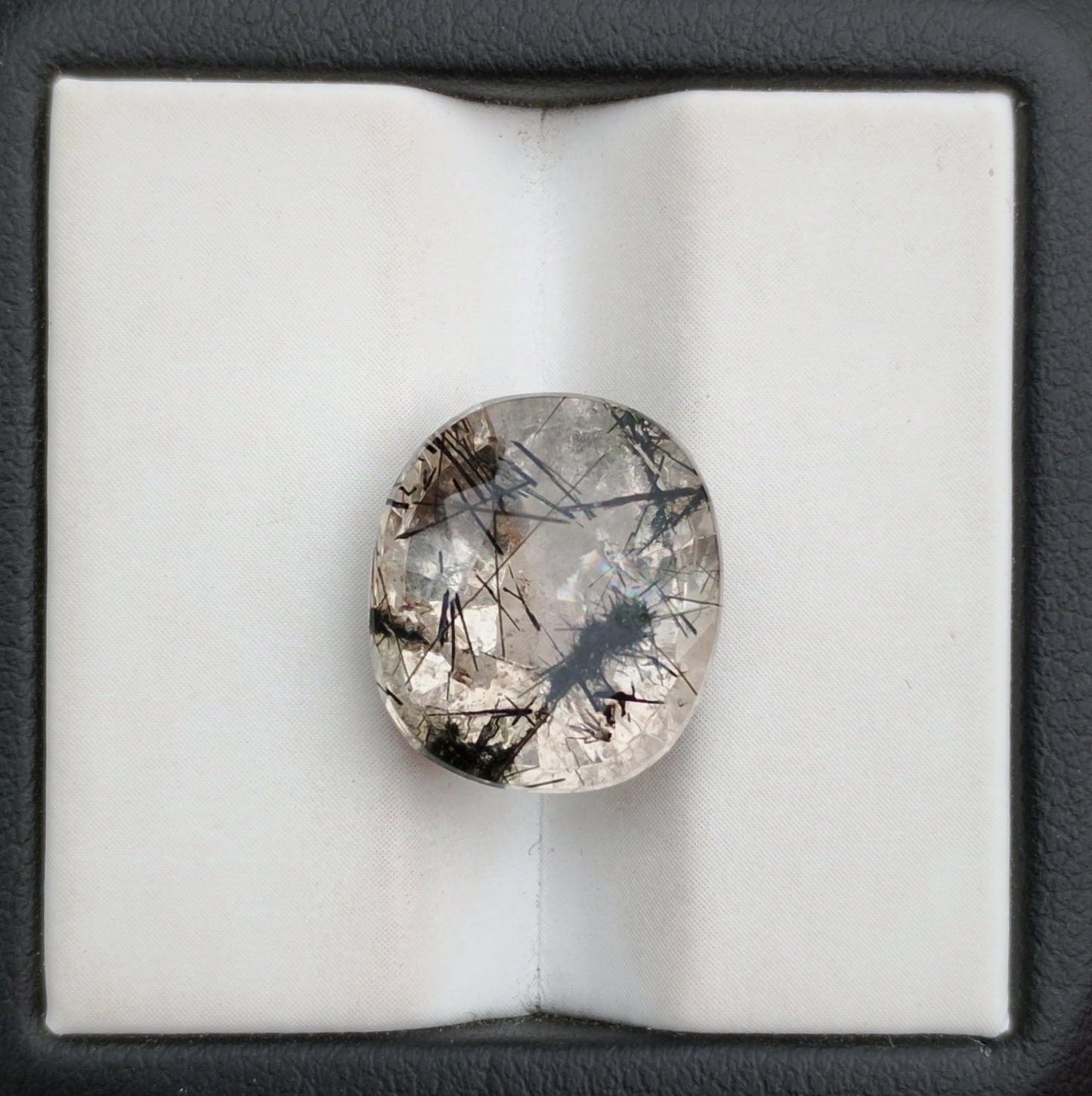 8.8ct Black Tourmalated Quartz -Cabochon Black Rutile Quartz - Rutilated Quartz