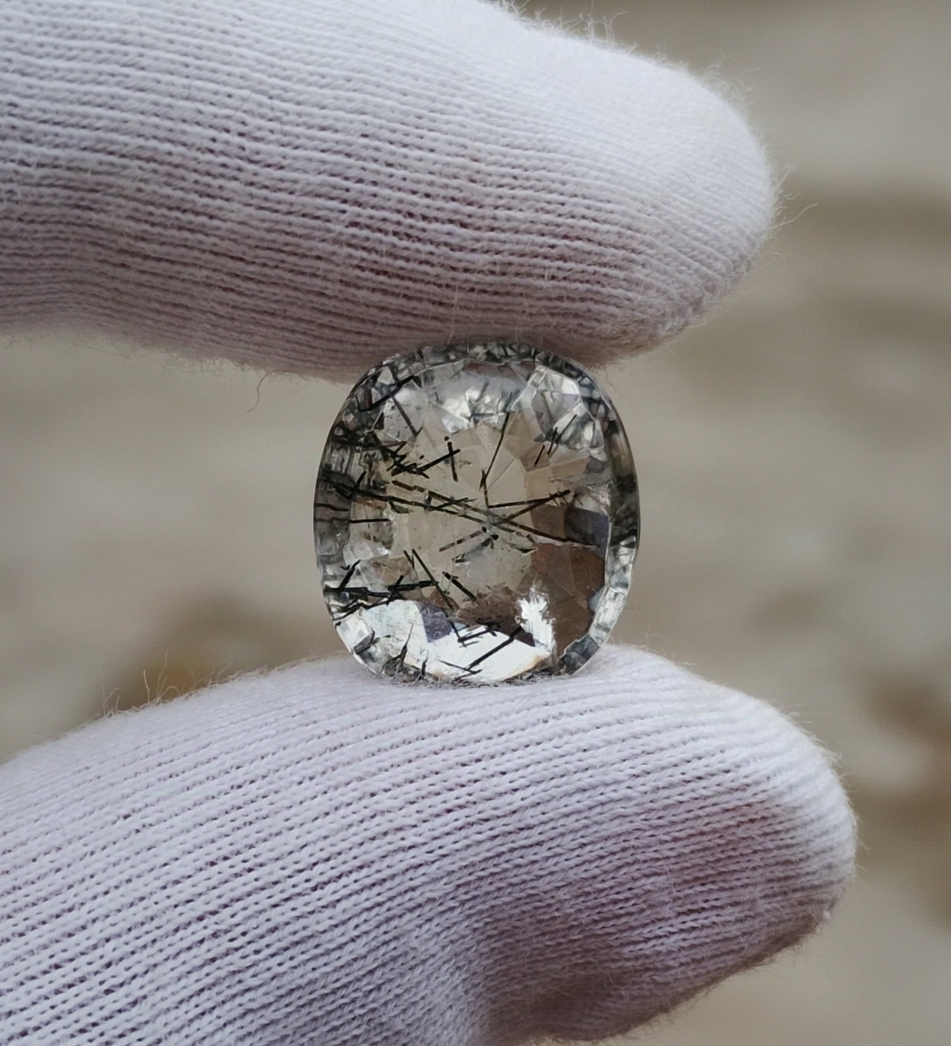 7.3ct Black Tourmalated Quartz  Black Rutile Quartz - Rutilated Quartz