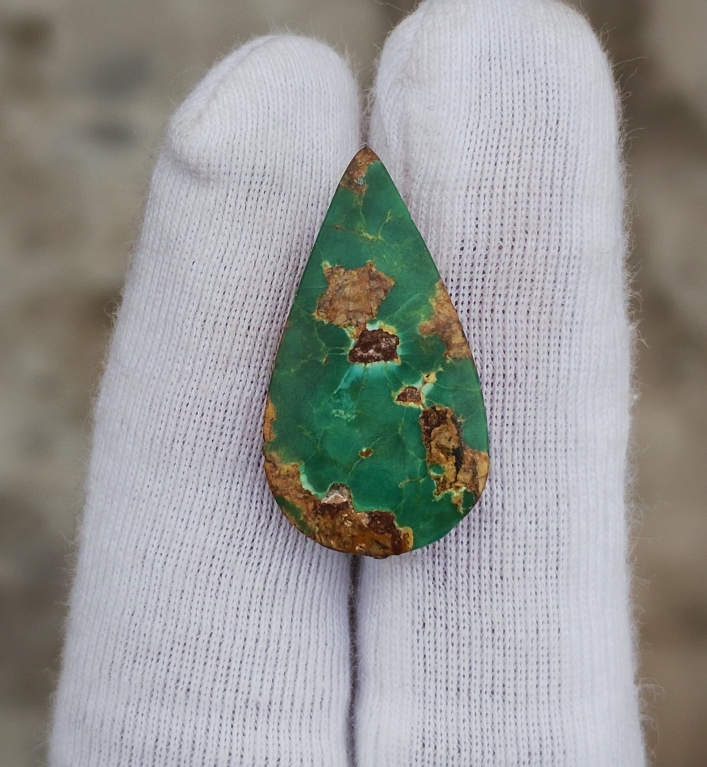 12.7ct Green Matrix Turquoise, Natural Feroza Stone Dimension 25x14mm