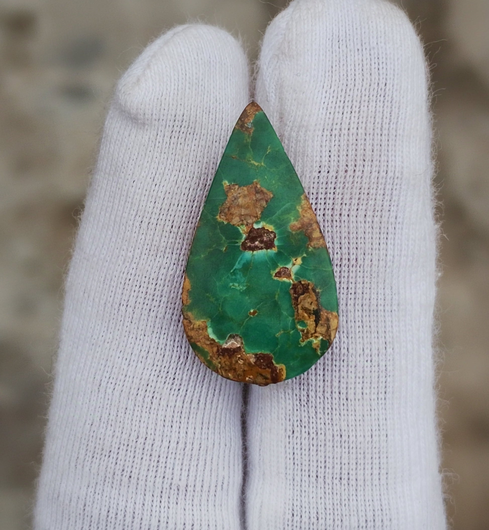 12.7ct Green Matrix Turquoise, Natural Feroza Stone Dimension 25x14mm