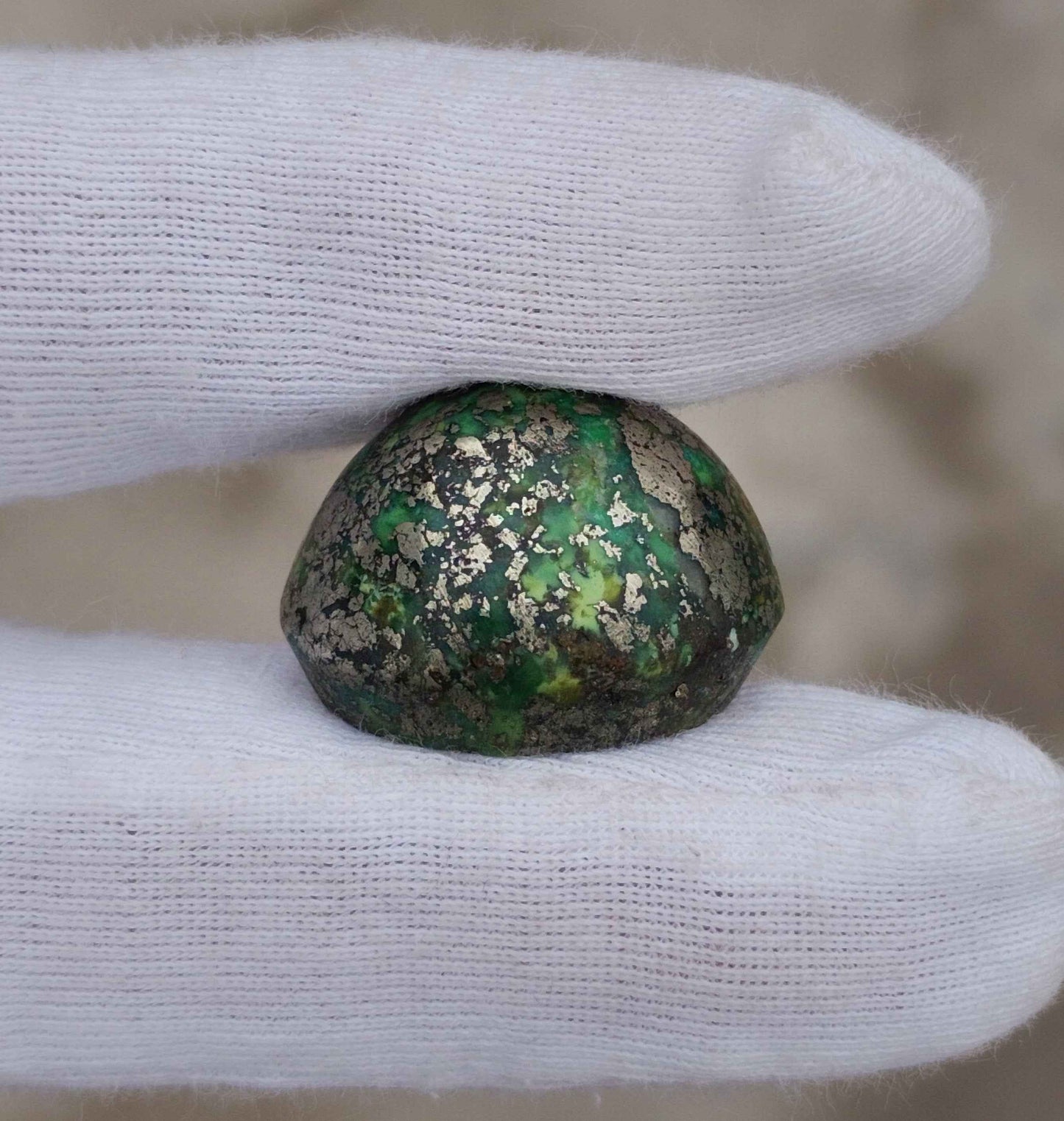 51.8ct Green Turquoise with Pyrite, Natural Feroza Stone Dimension 19x22x14mm