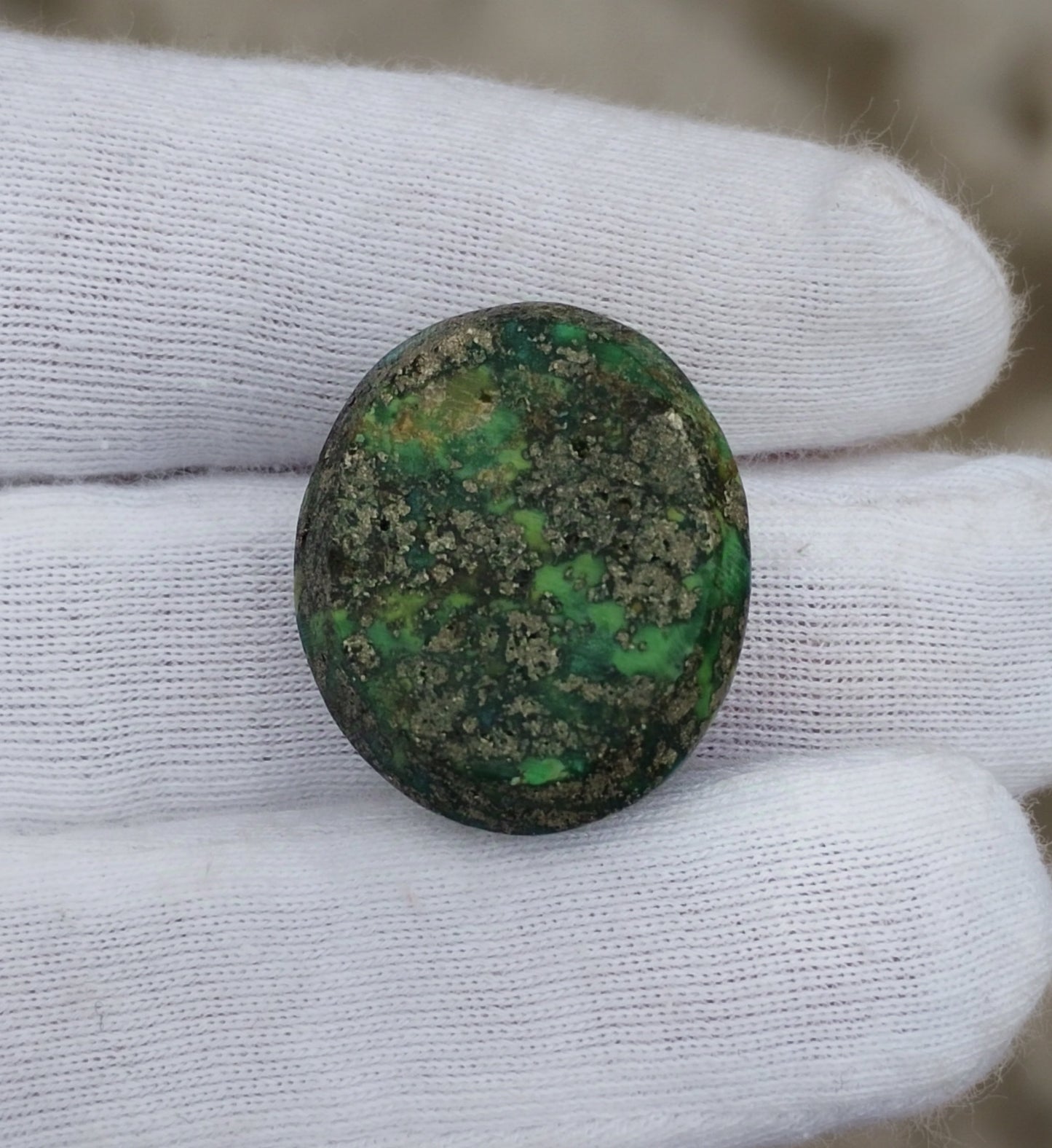51.8ct Green Turquoise with Pyrite, Natural Feroza Stone Dimension 19x22x14mm