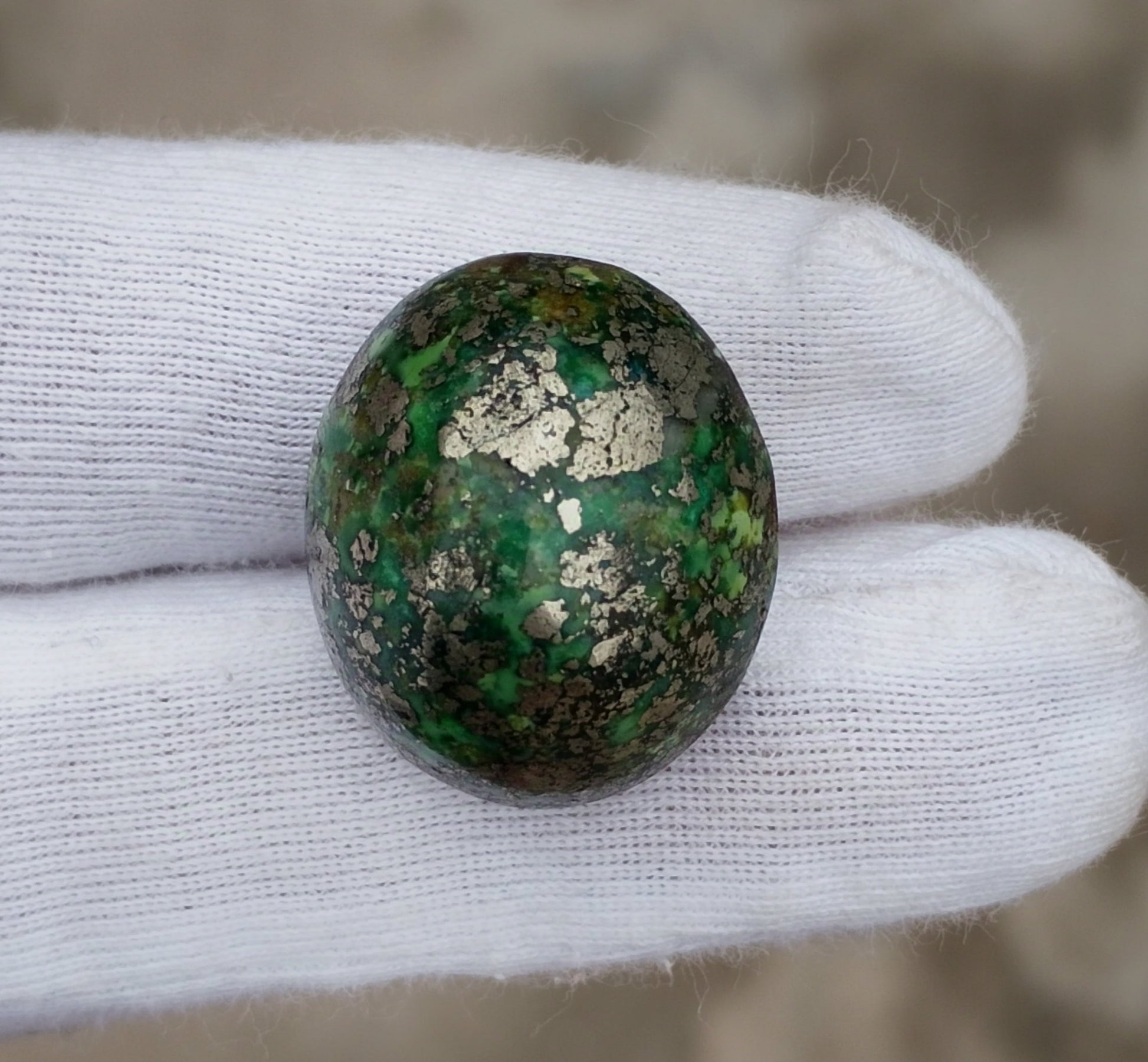 51.8ct Green Turquoise with Pyrite, Natural Feroza Stone Dimension 19x22x14mm