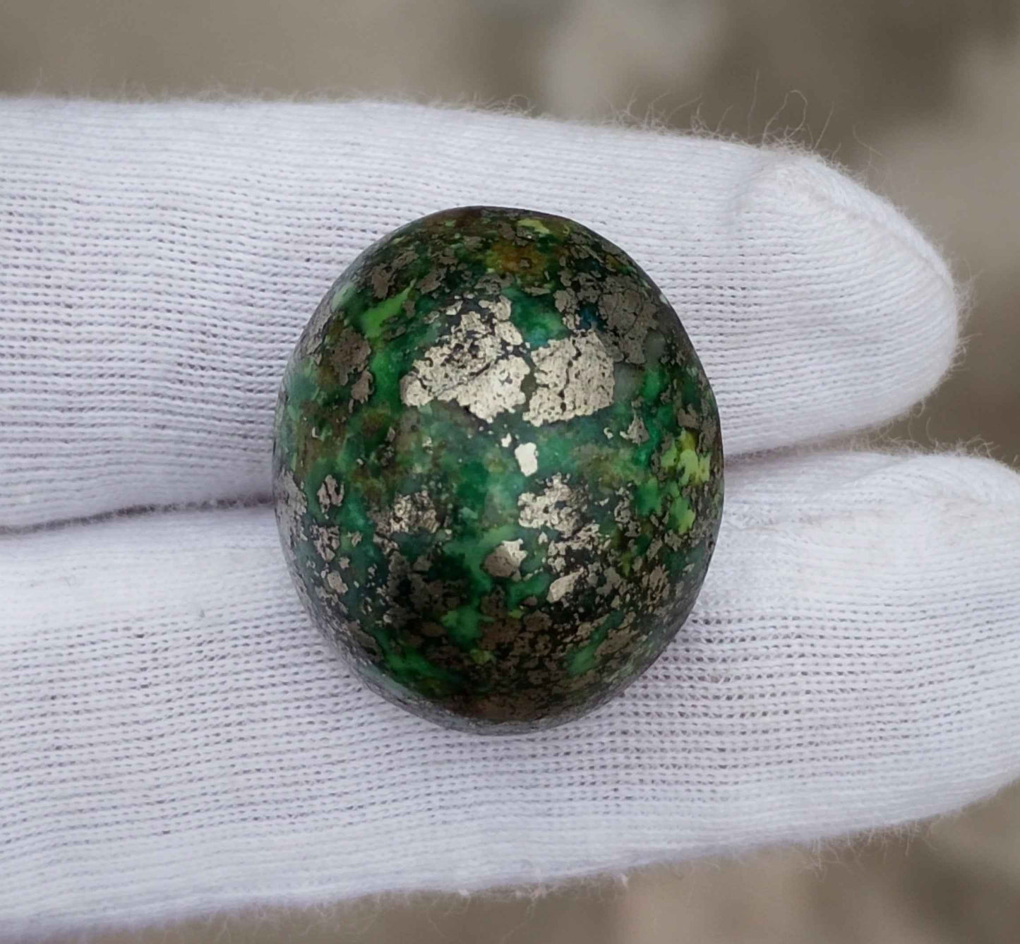 51.8ct Green Turquoise with Pyrite, Natural Feroza Stone Dimension 19x22x14mm