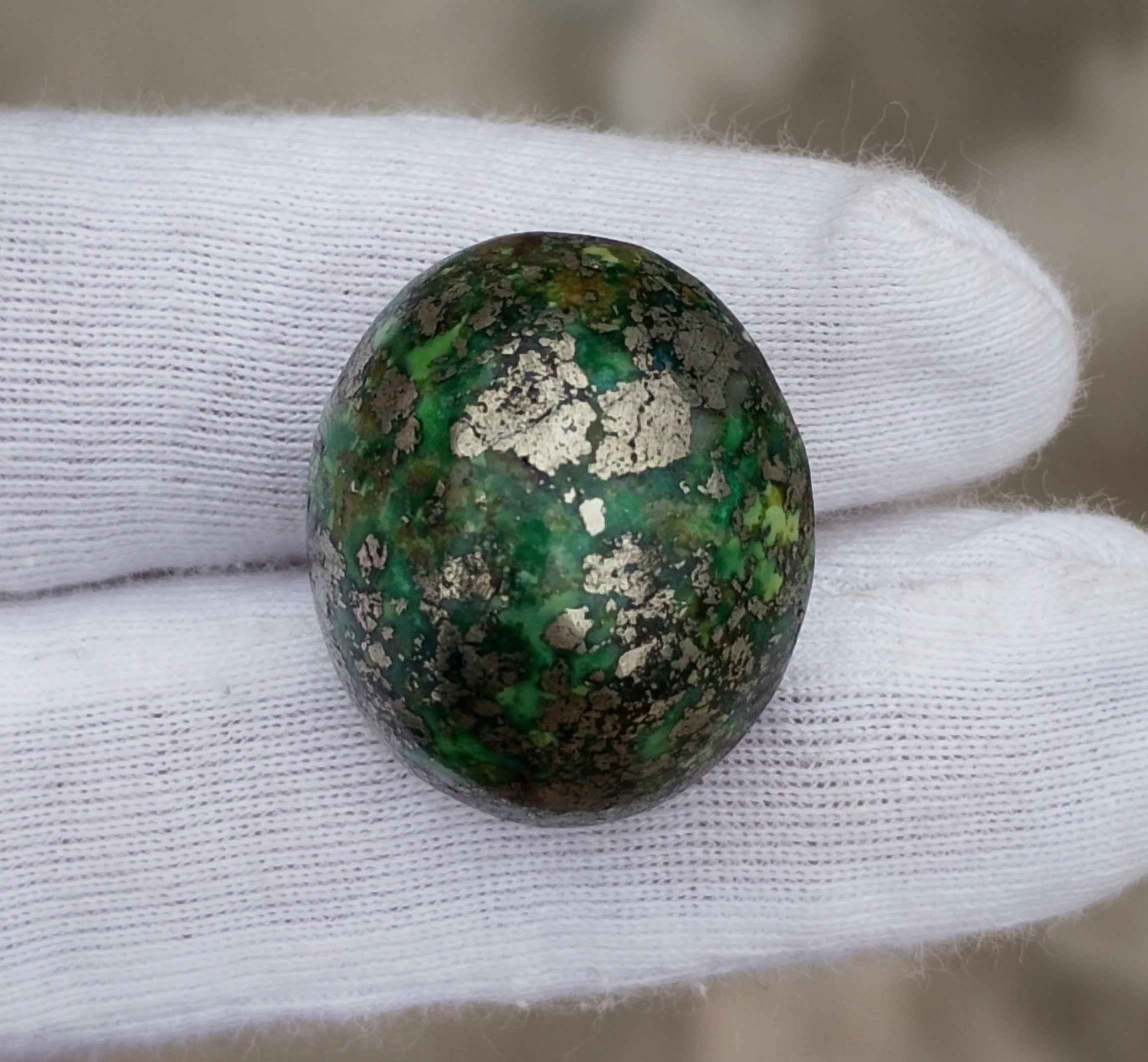 51.8ct Green Turquoise with Pyrite, Natural Feroza Stone Dimension 19x22x14mm