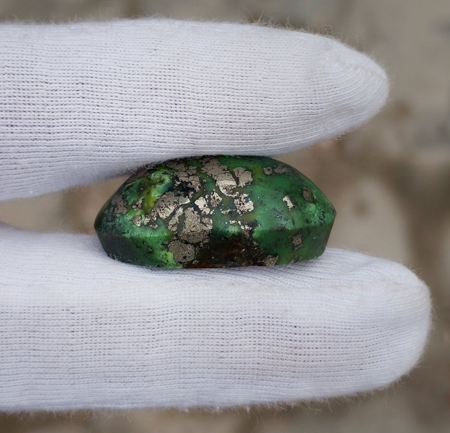 48.5ct Green Turquoise with Pyrite, Natural Feroza Stone Dimension 19x27x12mm