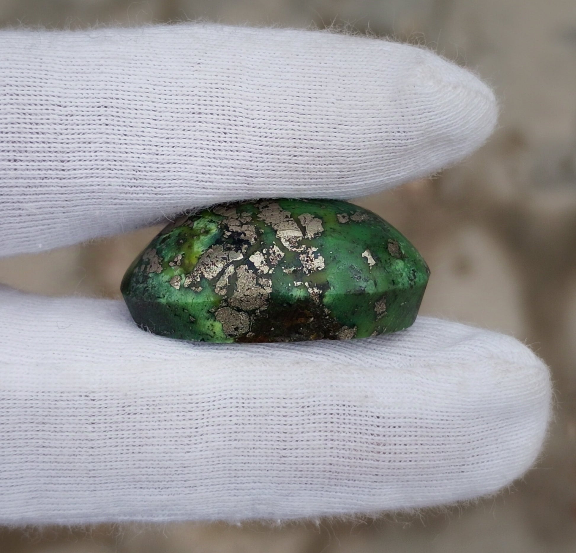 48.5ct Green Turquoise with Pyrite, Natural Feroza Stone Dimension 19x27x12mm