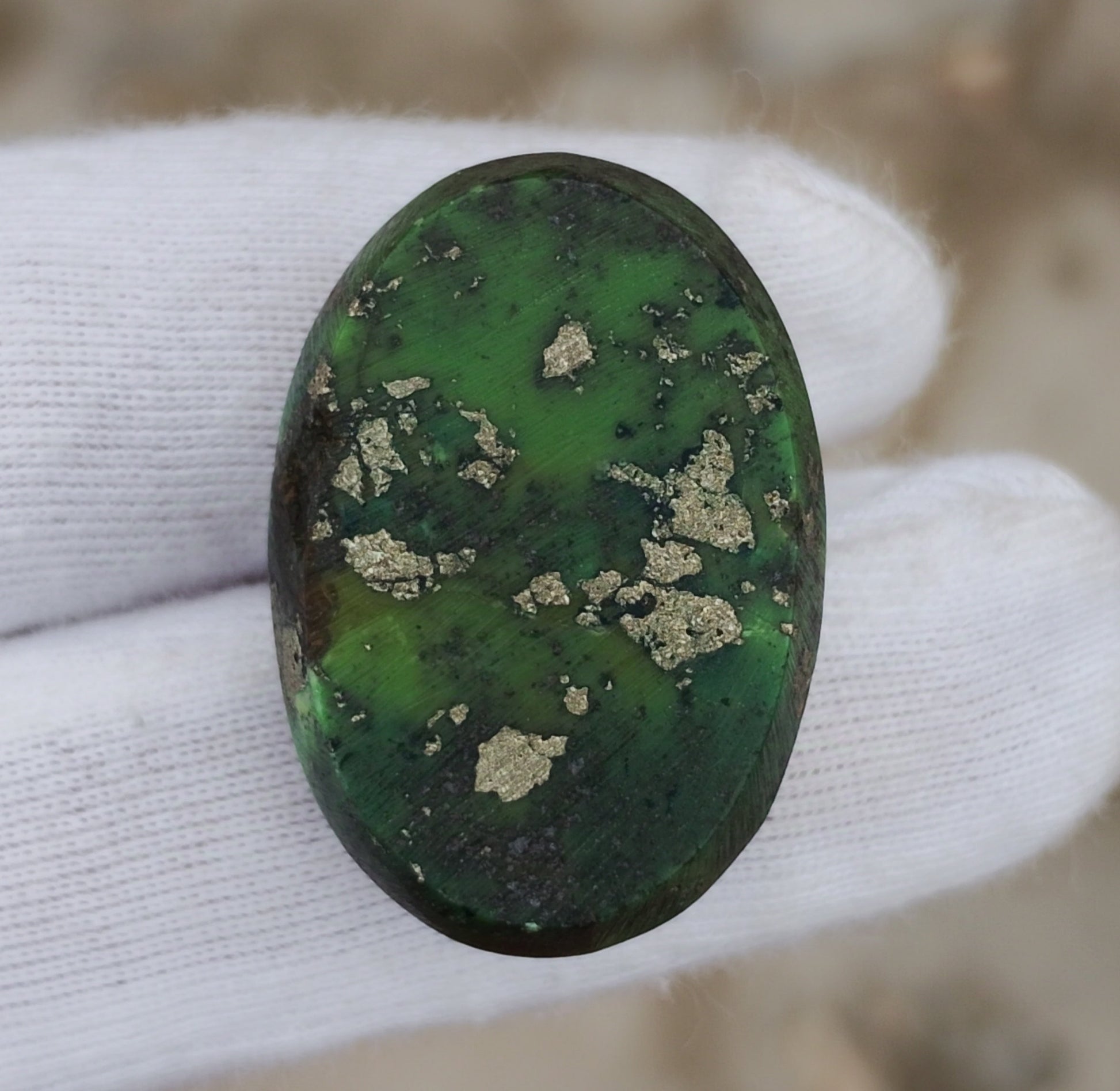 48.5ct Green Turquoise with Pyrite, Natural Feroza Stone Dimension 19x27x12mm