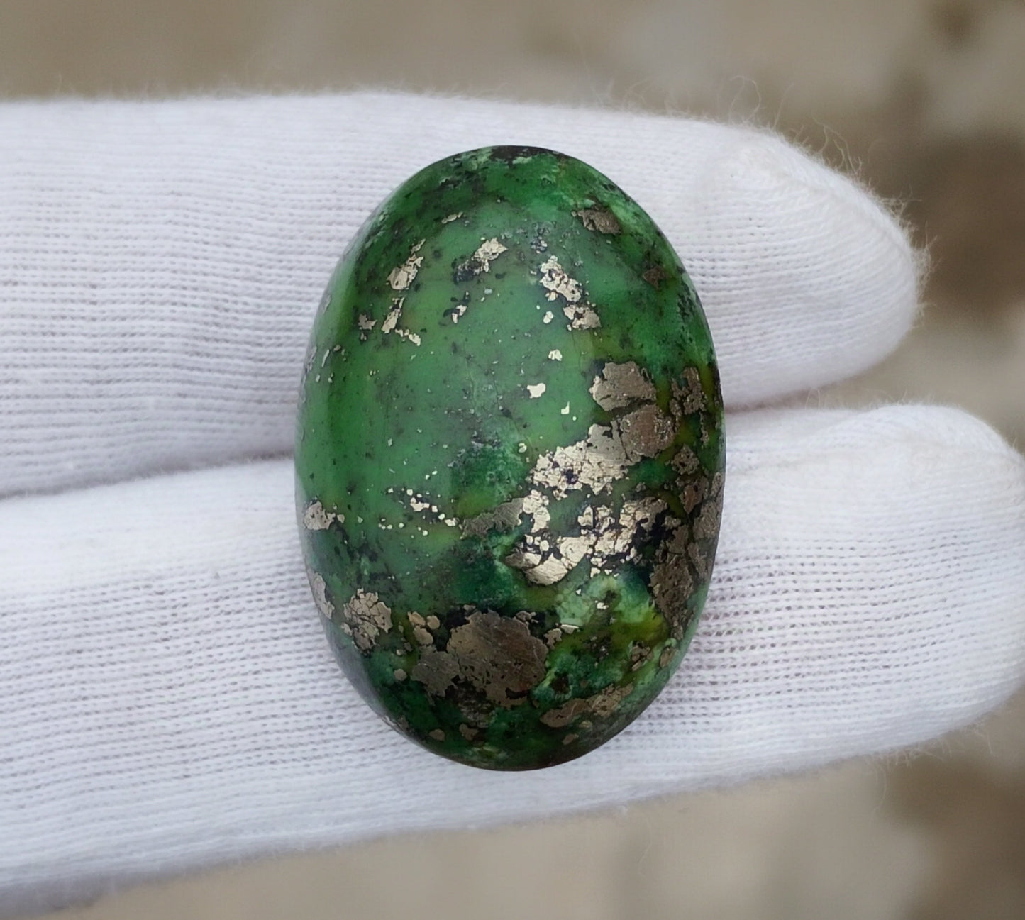 48.5ct Green Turquoise with Pyrite, Natural Feroza Stone Dimension 19x27x12mm