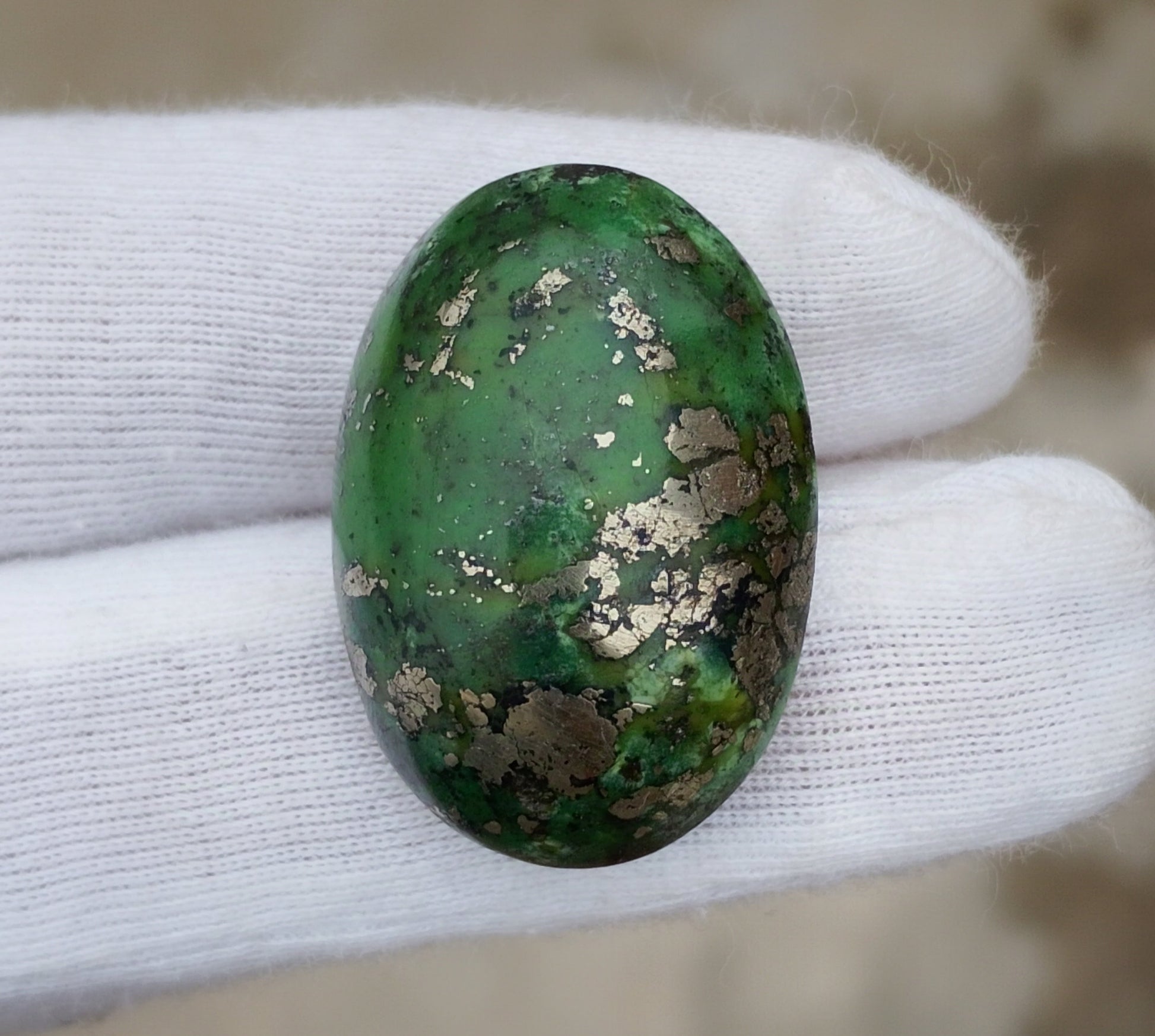 48.5ct Green Turquoise with Pyrite, Natural Feroza Stone Dimension 19x27x12mm