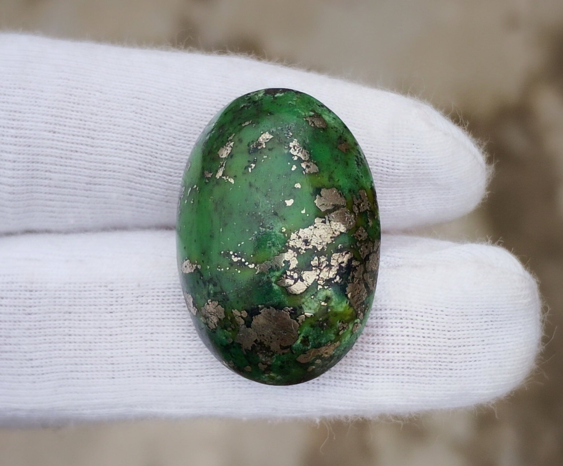 48.5ct Green Turquoise with Pyrite, Natural Feroza Stone Dimension 19x27x12mm