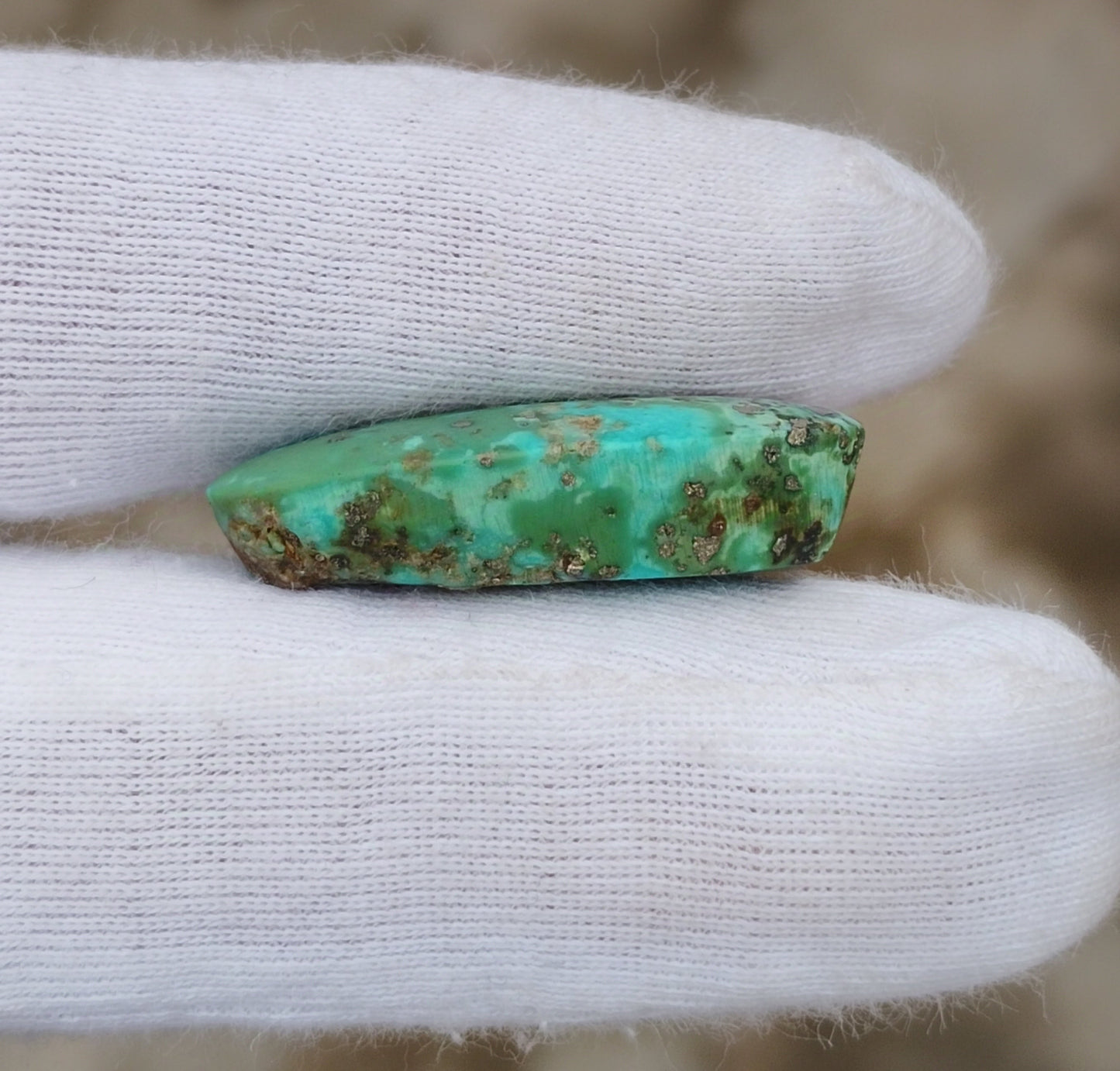 23.9ct Green Turquoise with Pyrite, Natural Feroza Stone Dimension 15x28x8mm