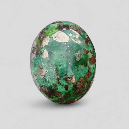 52.8ct Green Turquoise with Pyrite, Natural Feroza Stone Dimension 20x25x11mm