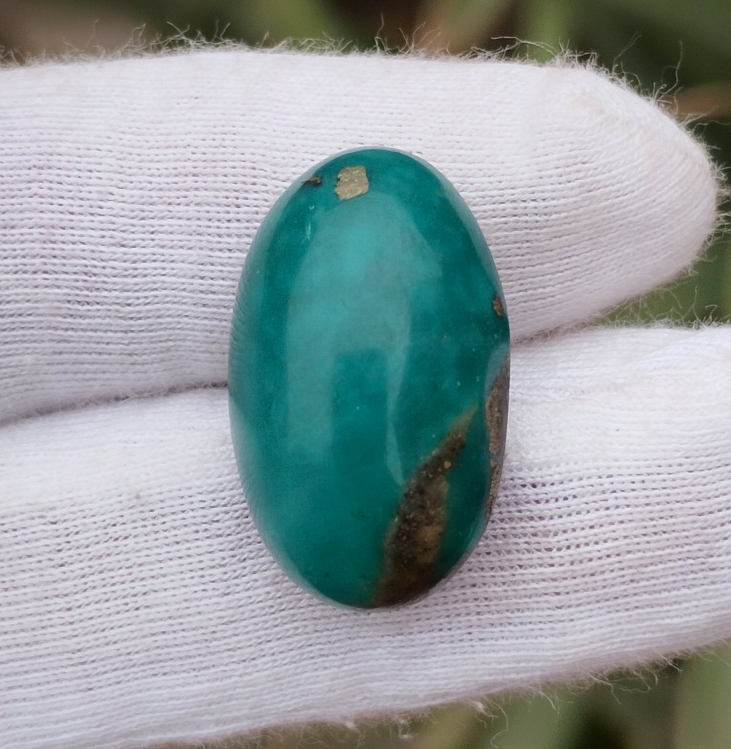 22ct Green Turquoise with Pyrite, Natural Feroza Stone Dimension 19x23x10mm