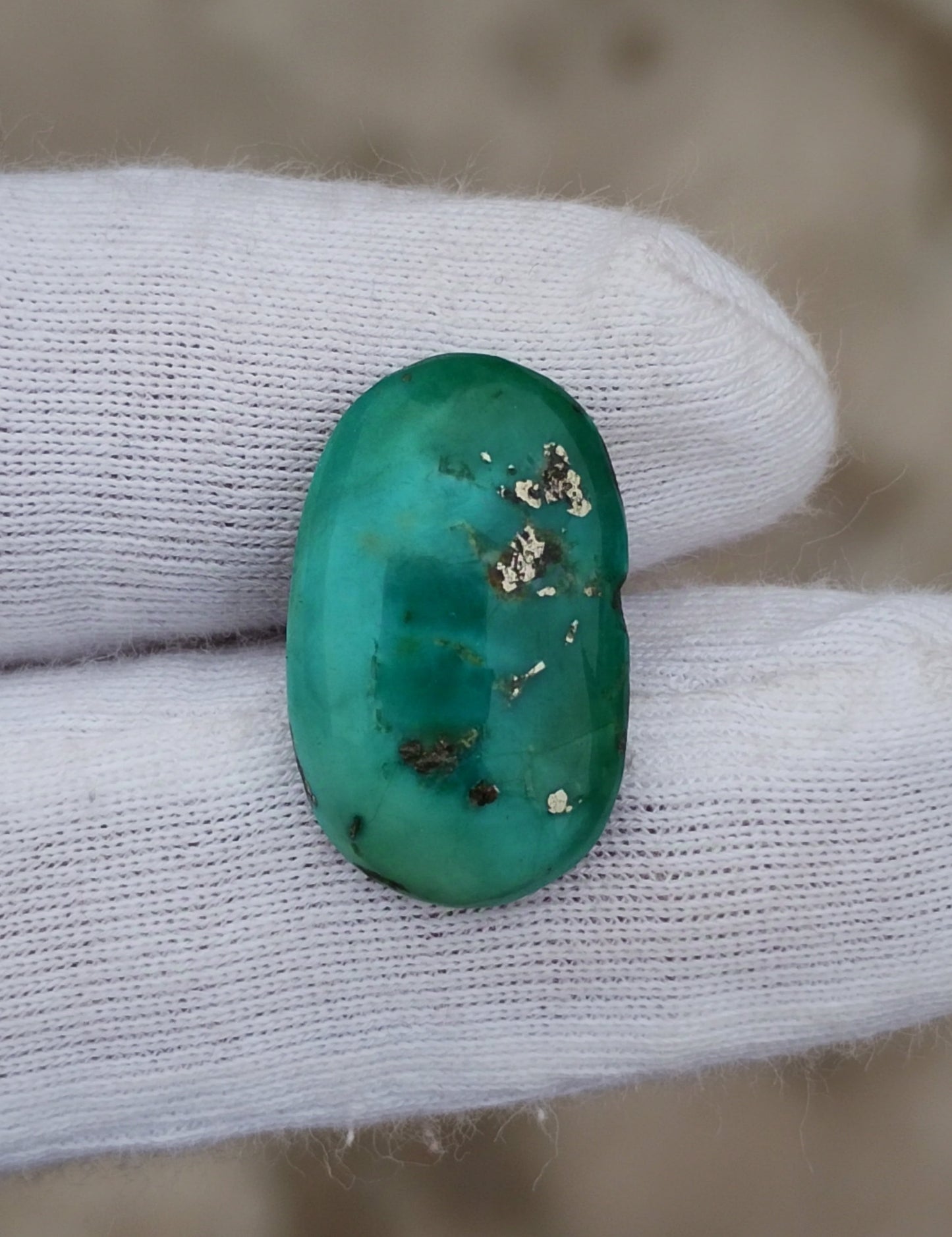 7.7ct Green Turquoise with Pyrite, Natural Feroza Stone Dimension 12x19x5mm