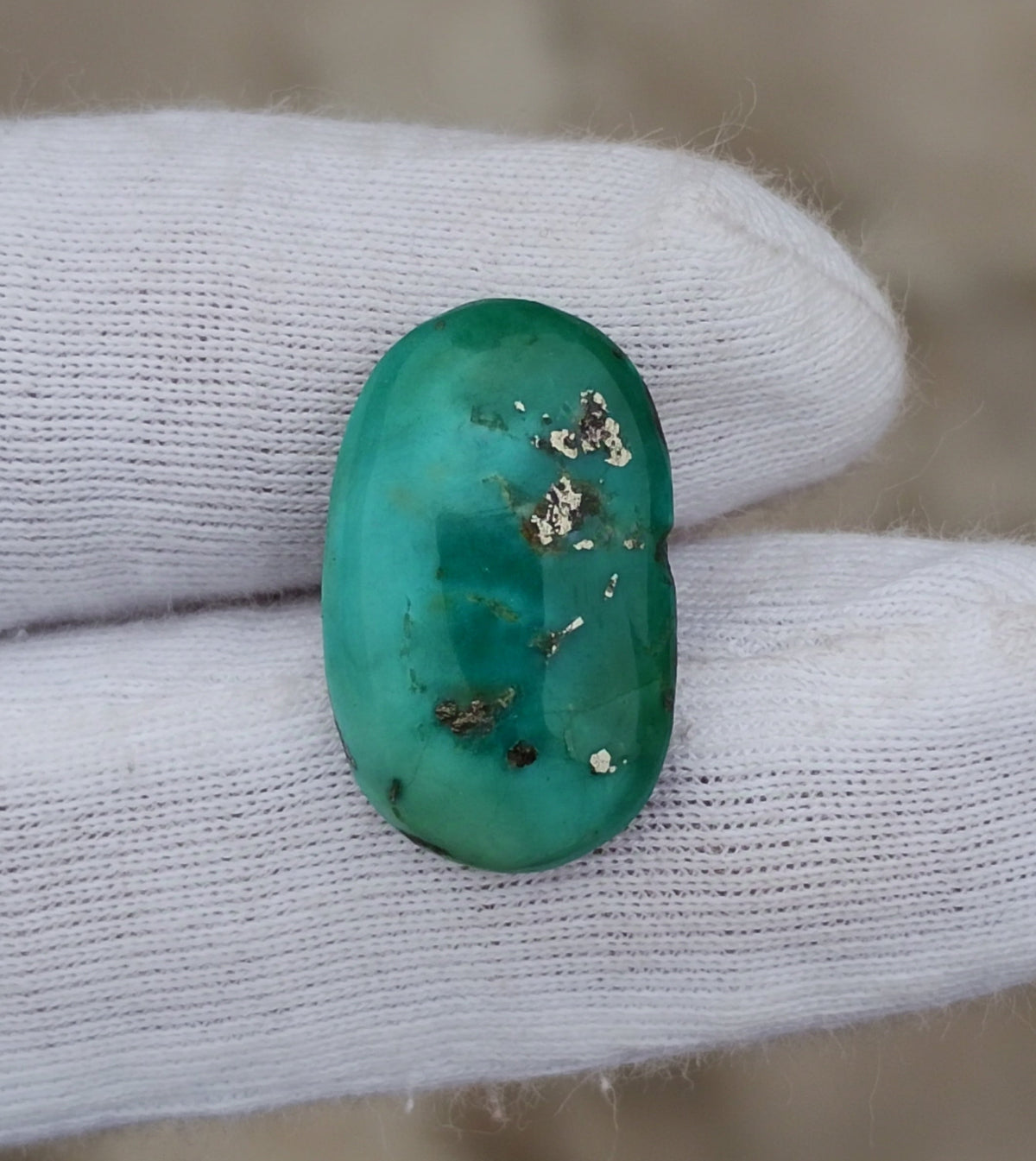 7.7ct Green Turquoise with Pyrite, Natural Feroza Stone Dimension 12x19x5mm