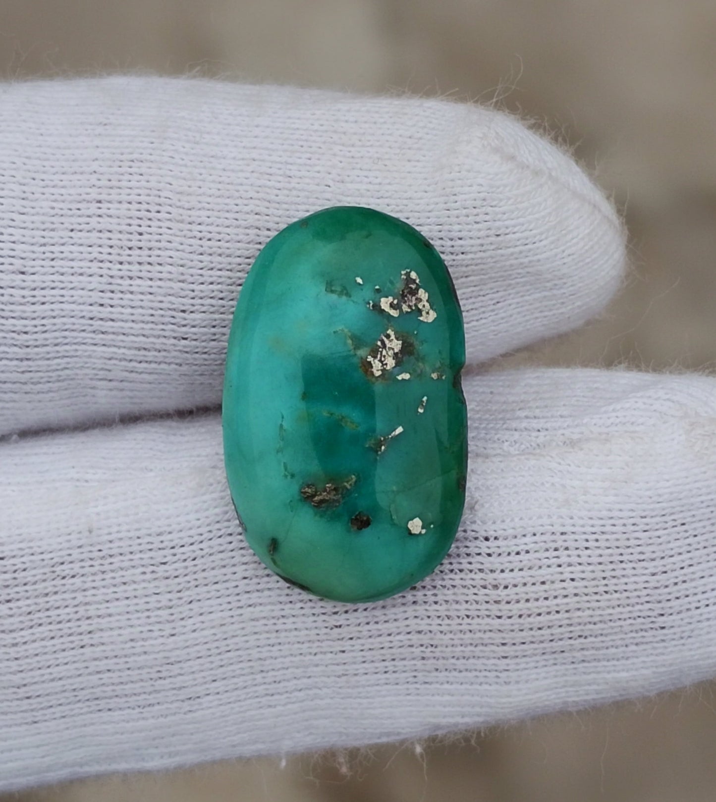 7.7ct Green Turquoise with Pyrite, Natural Feroza Stone Dimension 12x19x5mm