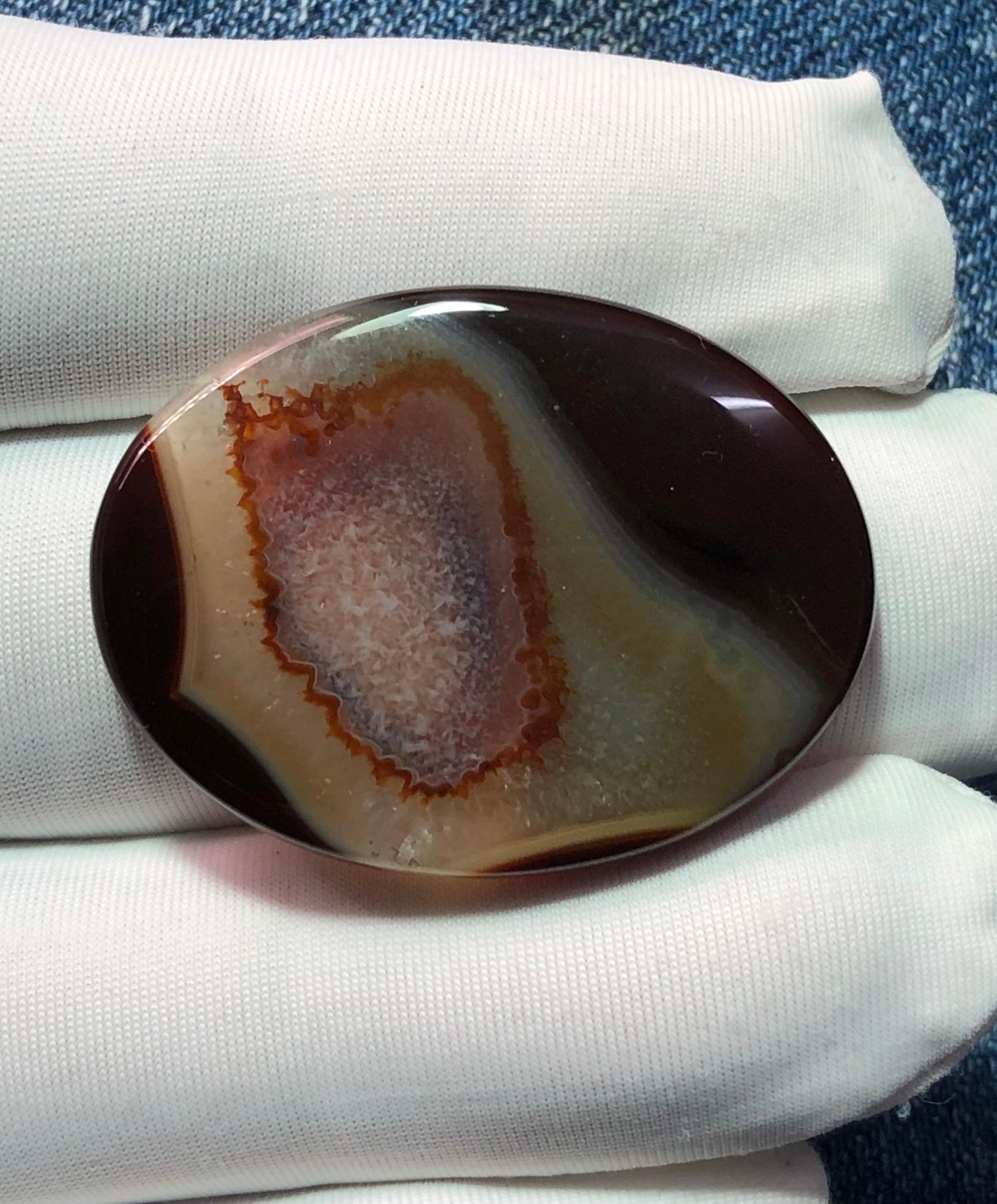 40ct Agate Cabochon - Sulaimani Aqeeq  - 35 x 26mm