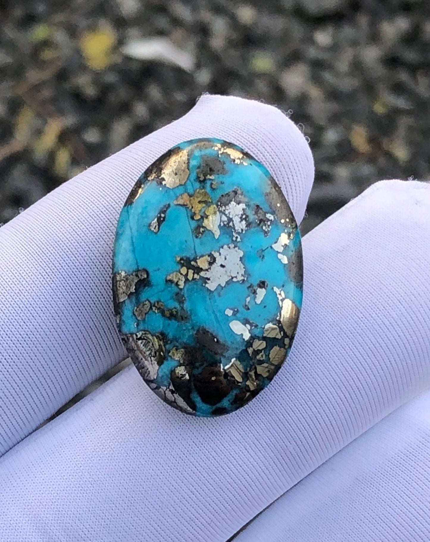 31ct Turquoise with Pyrite, Natural Feroza Stone Dimension 27x18mm