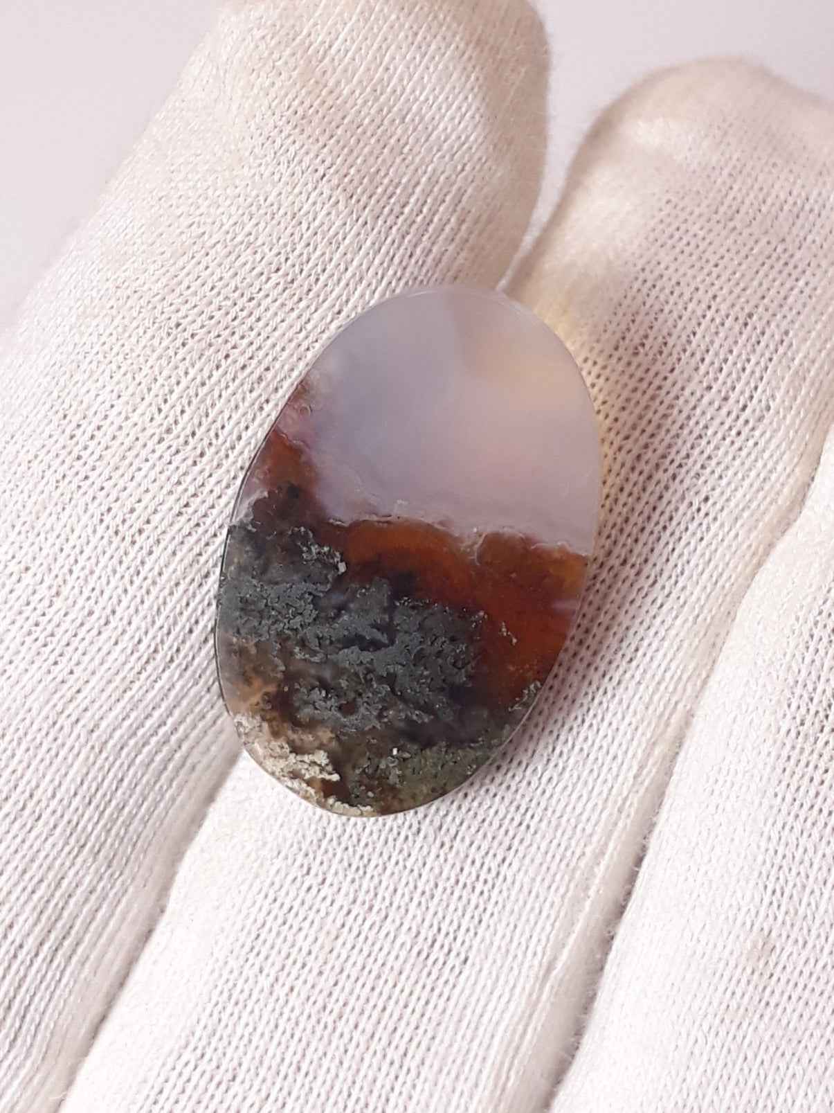 13.6ct- Natural Moss Agate Cabochon from Indonesia - 22 x 14mm