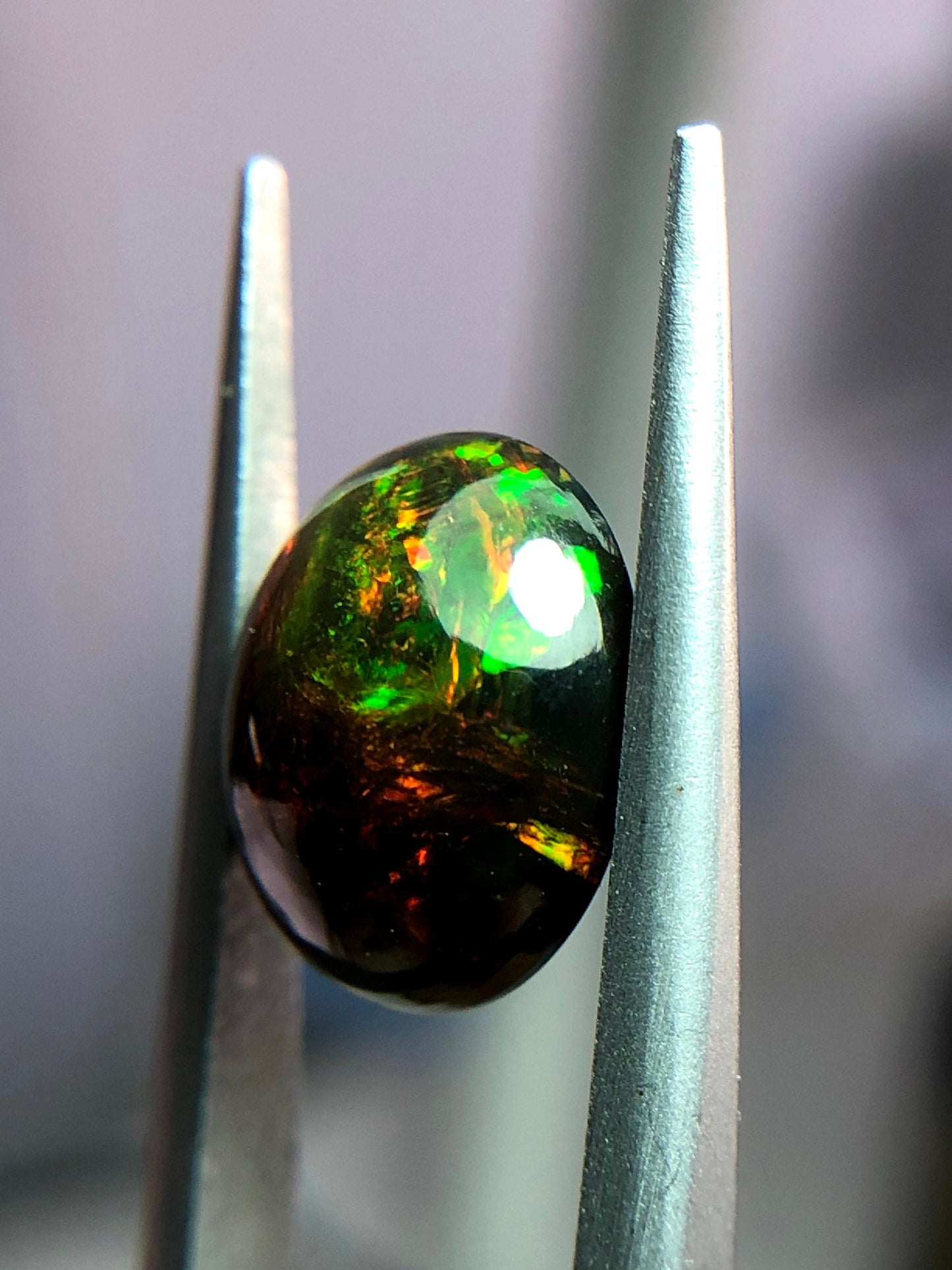 3.1ct Opal for Sale - Black Fire Opal - October Birthstone - 12.2x10.5mm