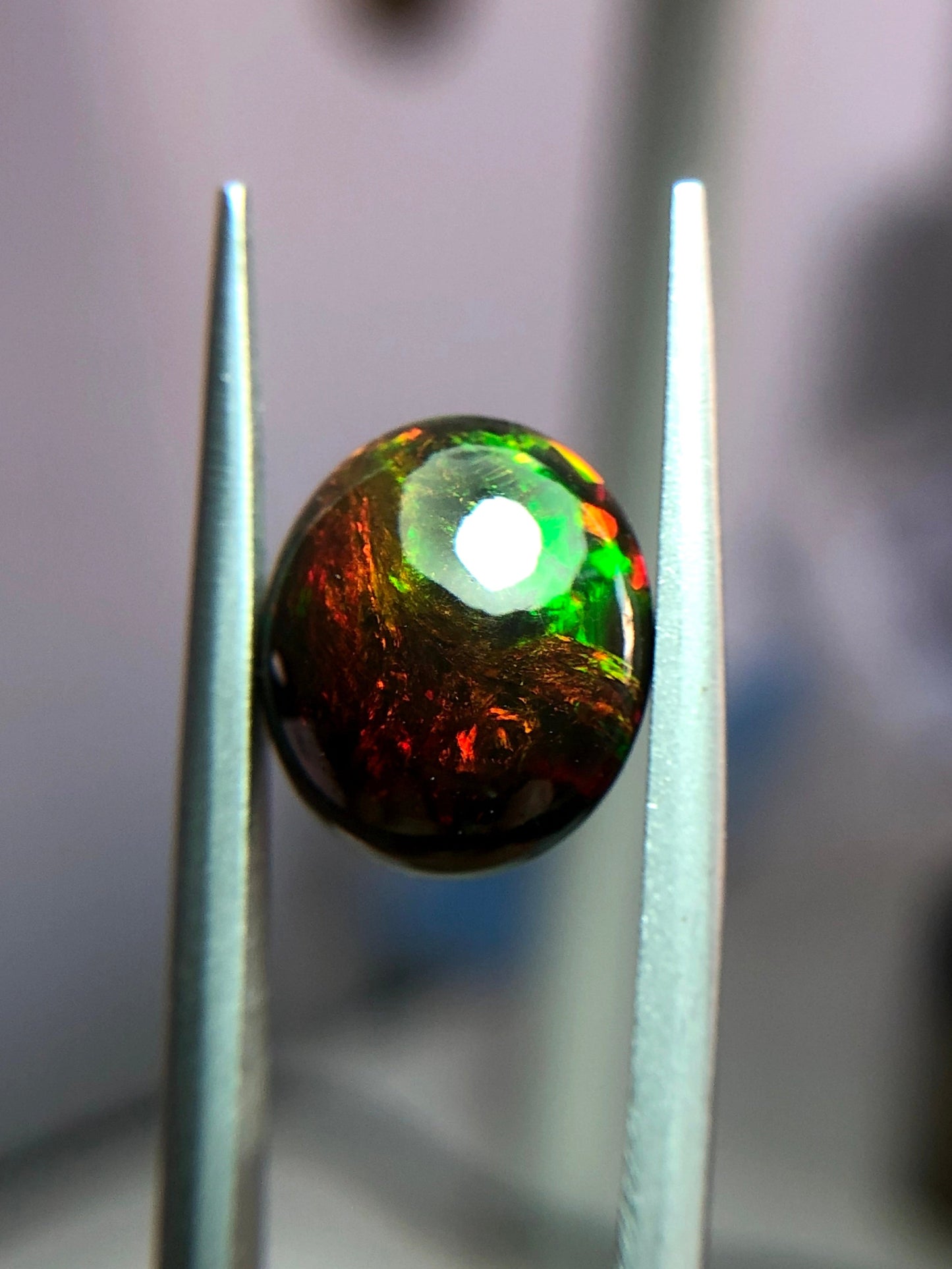 3.1ct Opal for Sale - Black Fire Opal - October Birthstone - 12.2x10.5mm