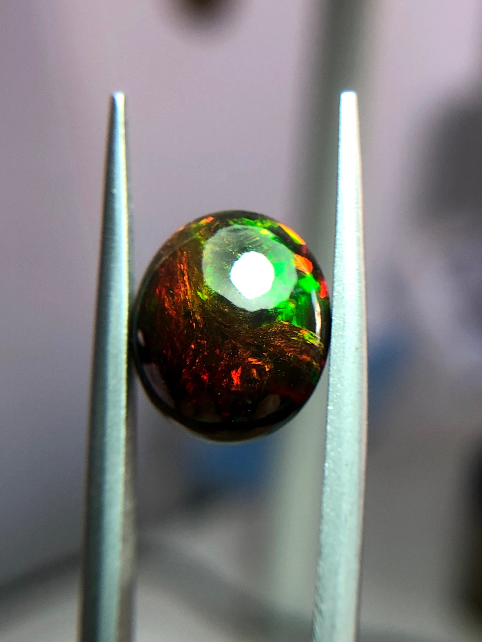 3.1ct Opal for Sale - Black Fire Opal - October Birthstone - 12.2x10.5mm