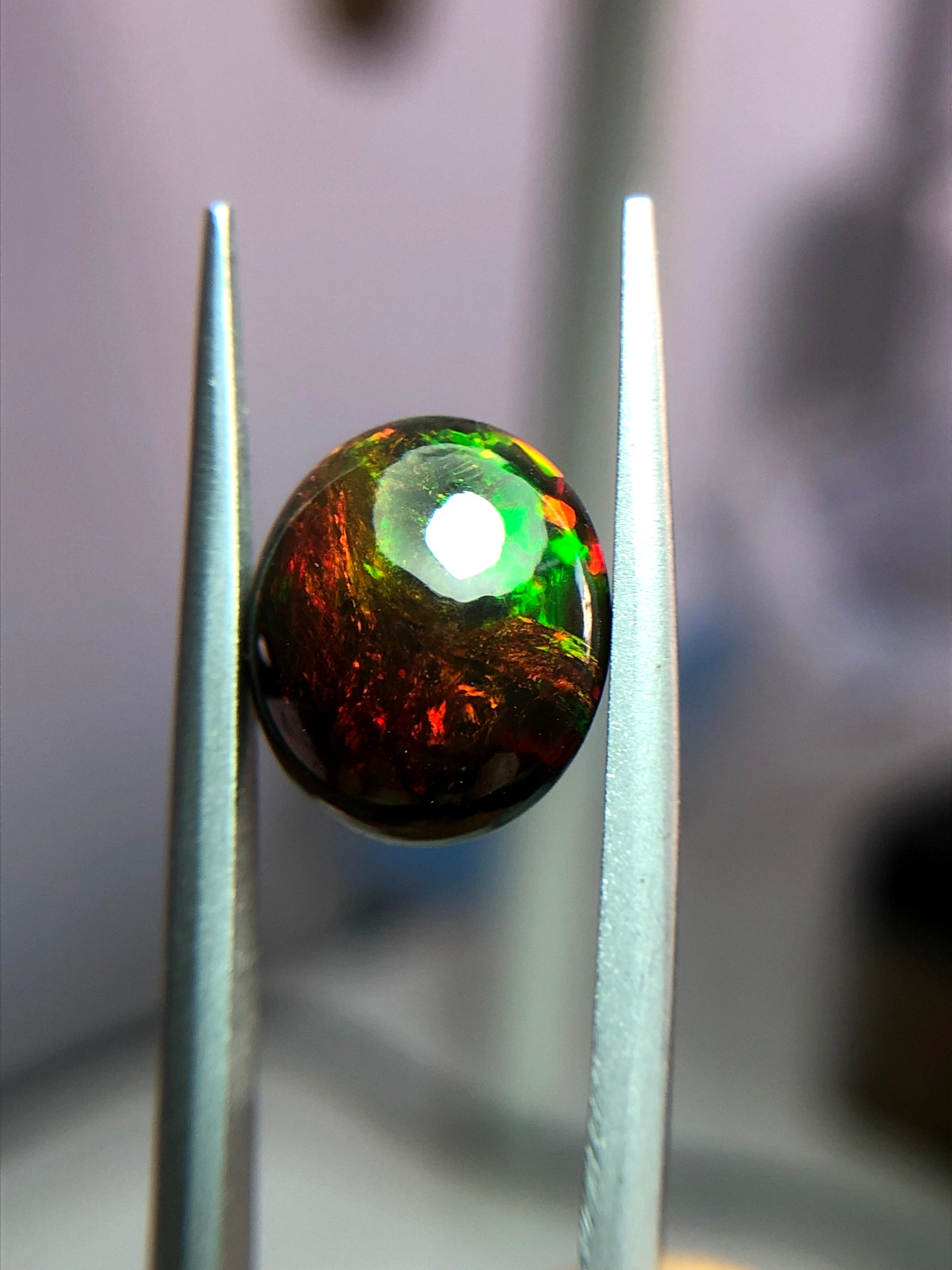 3.1ct Opal for Sale - Black Fire Opal - October Birthstone - 12.2x10.5mm