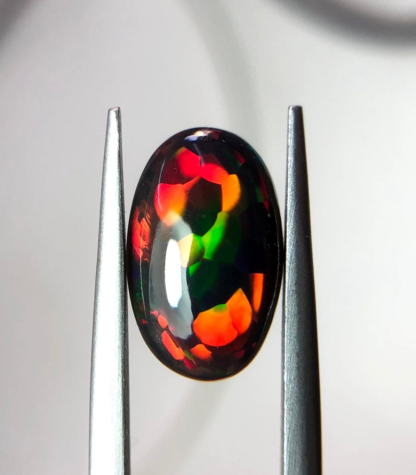 1.95ct Natural Opal for Sale - Black Fire Opal - October Birthstone - 14x8.8mm