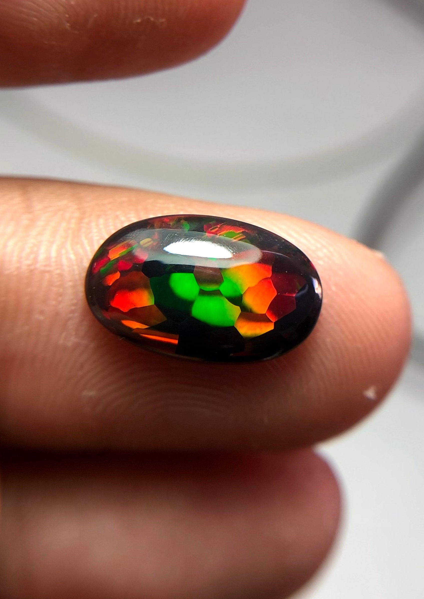 1.95ct Natural Opal for Sale - Black Fire Opal - October Birthstone - 14x8.8mm