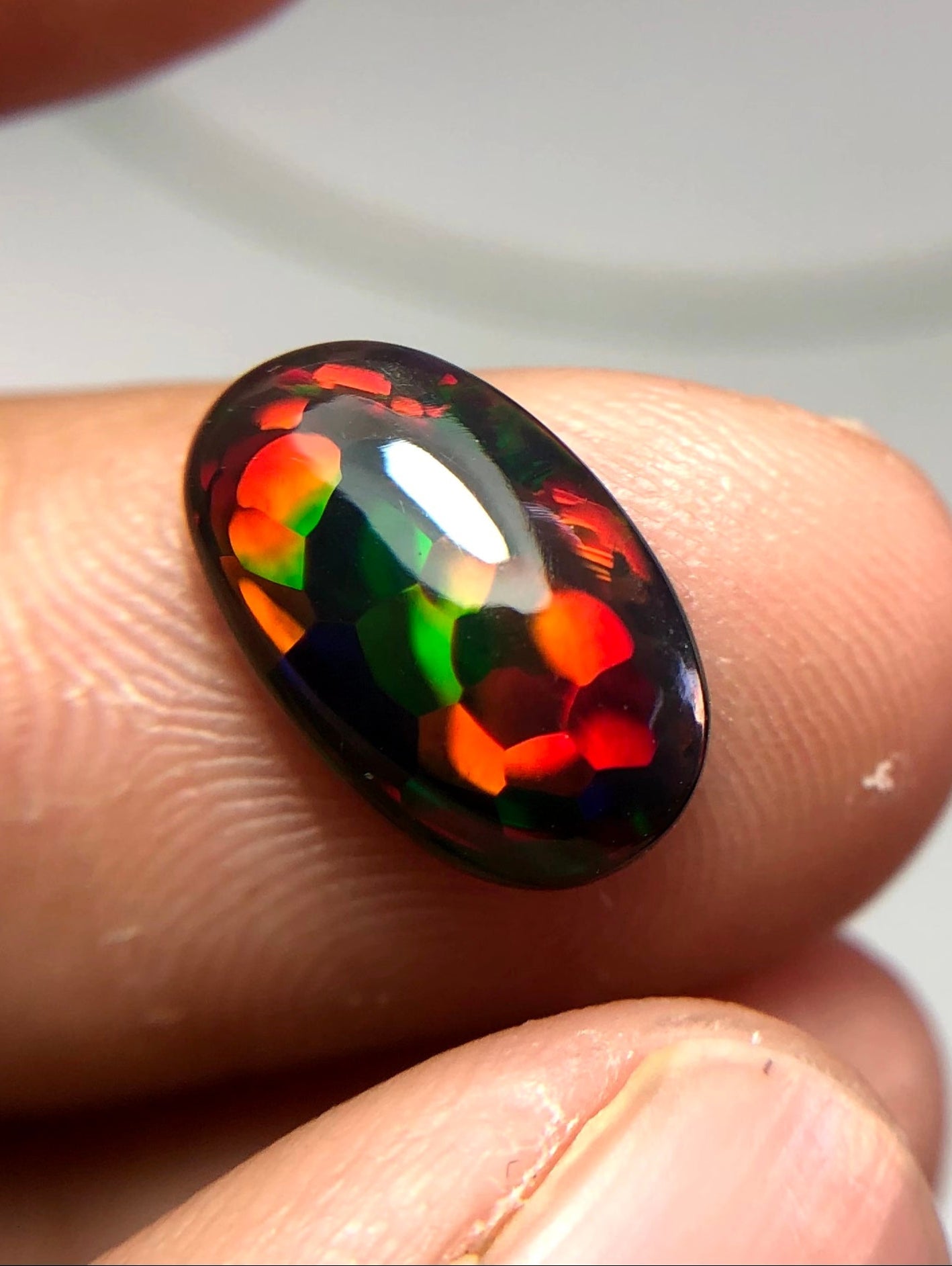1.95ct Natural Opal for Sale - Black Fire Opal - October Birthstone - 14x8.8mm