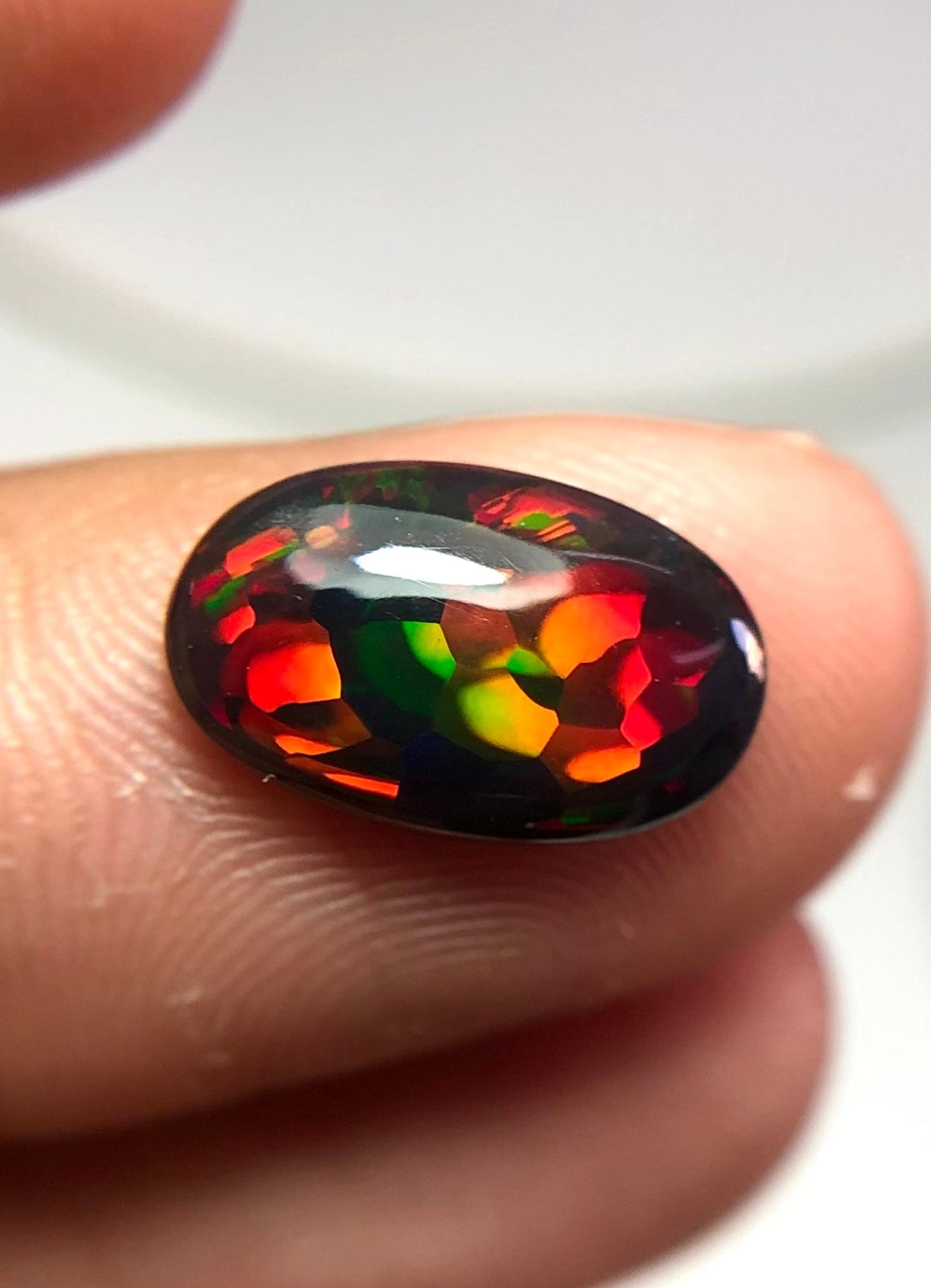 1.95ct Natural Opal for Sale - Black Fire Opal - October Birthstone - 14x8.8mm