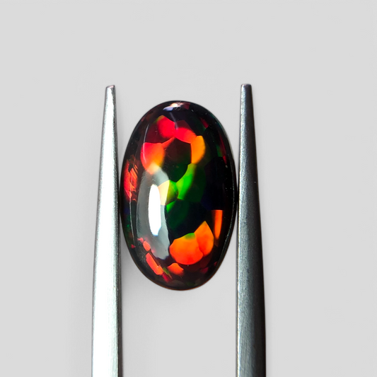 1.95ct Natural Opal for Sale - Black Fire Opal - October Birthstone - 14x8.8mm