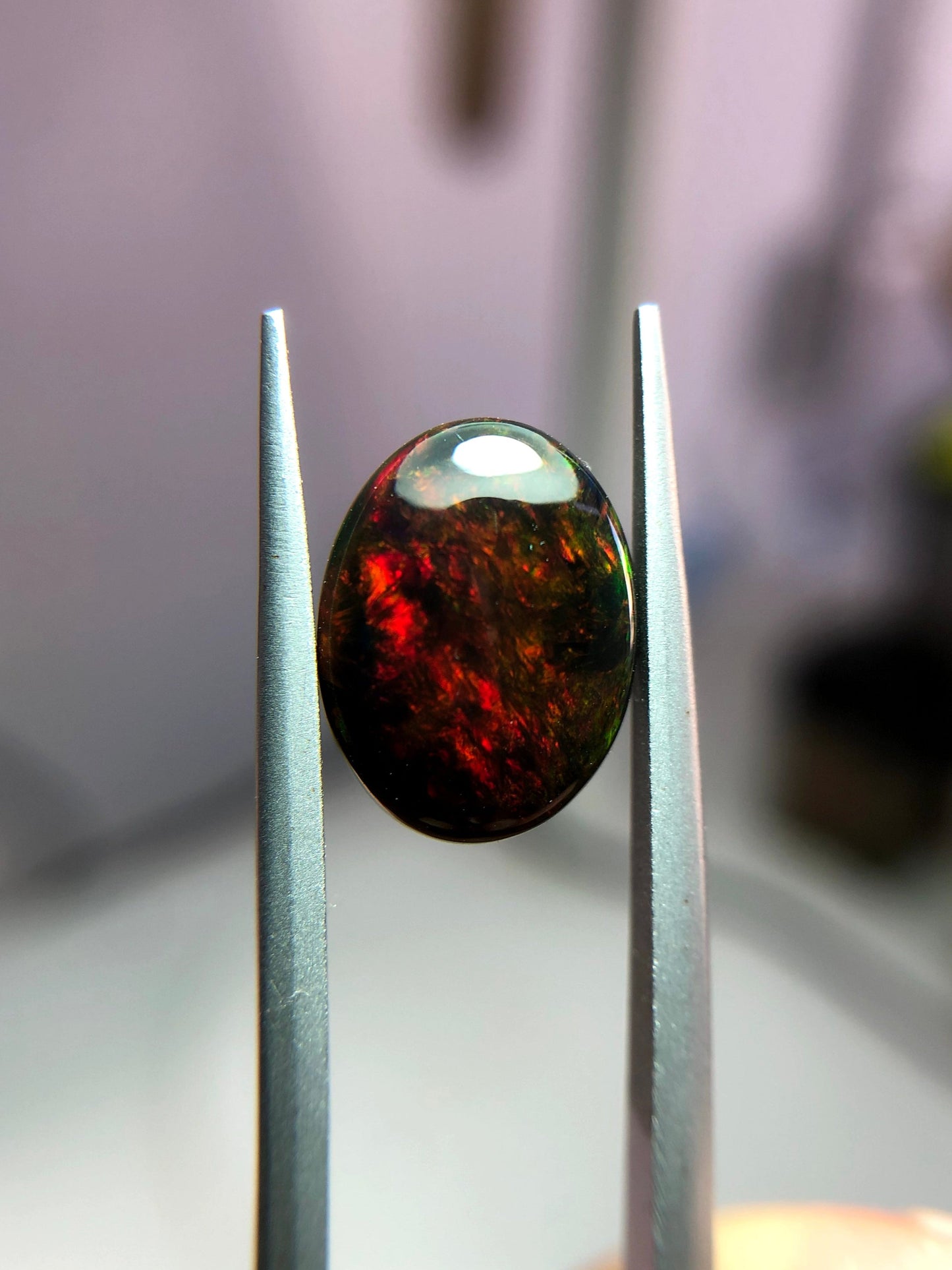 3.15ct Opal for Sale - Black Fire Opal - October Birthstone - 13.8x10.2mm