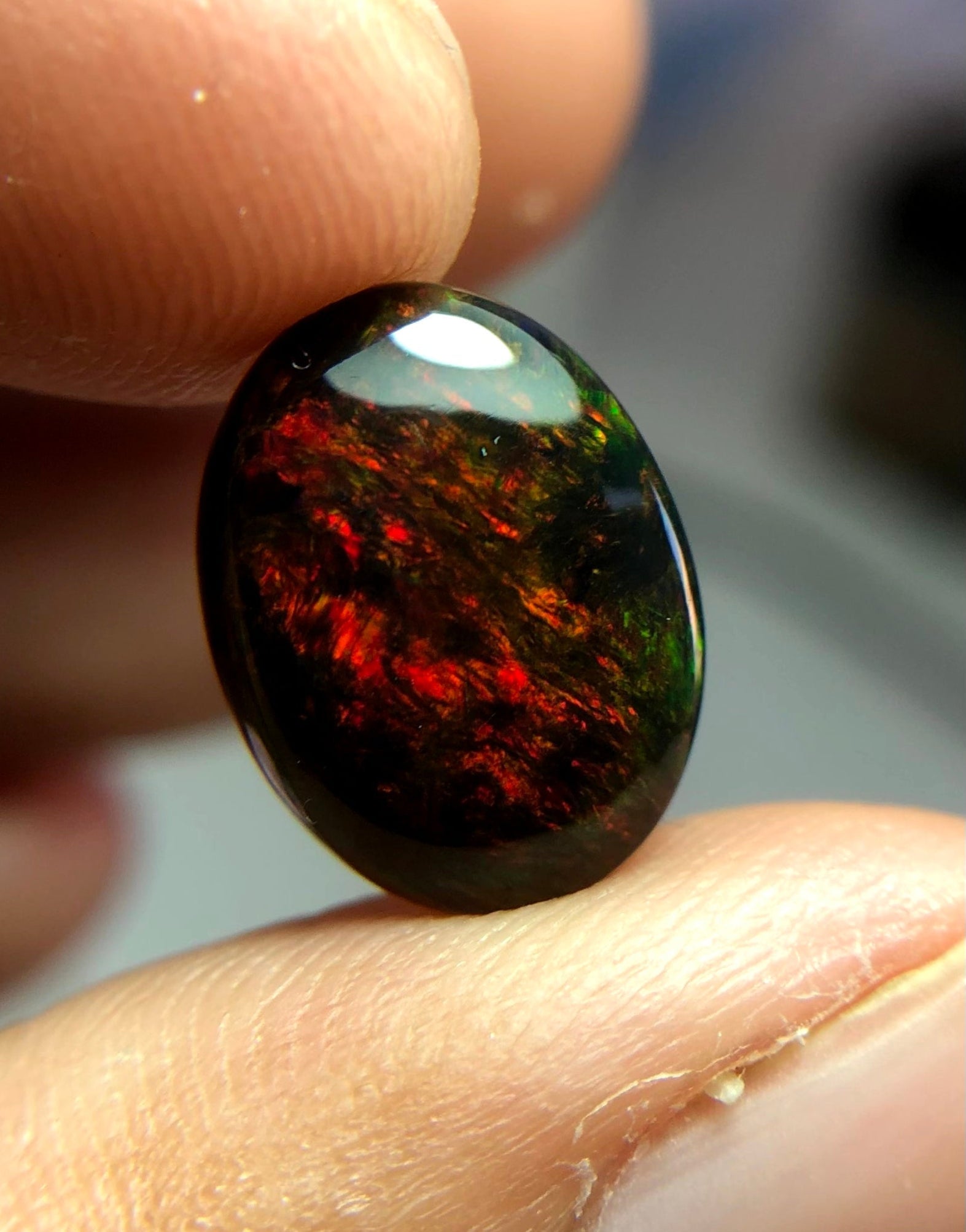 3.15ct Opal for Sale - Black Fire Opal - October Birthstone - 13.8x10.2mm