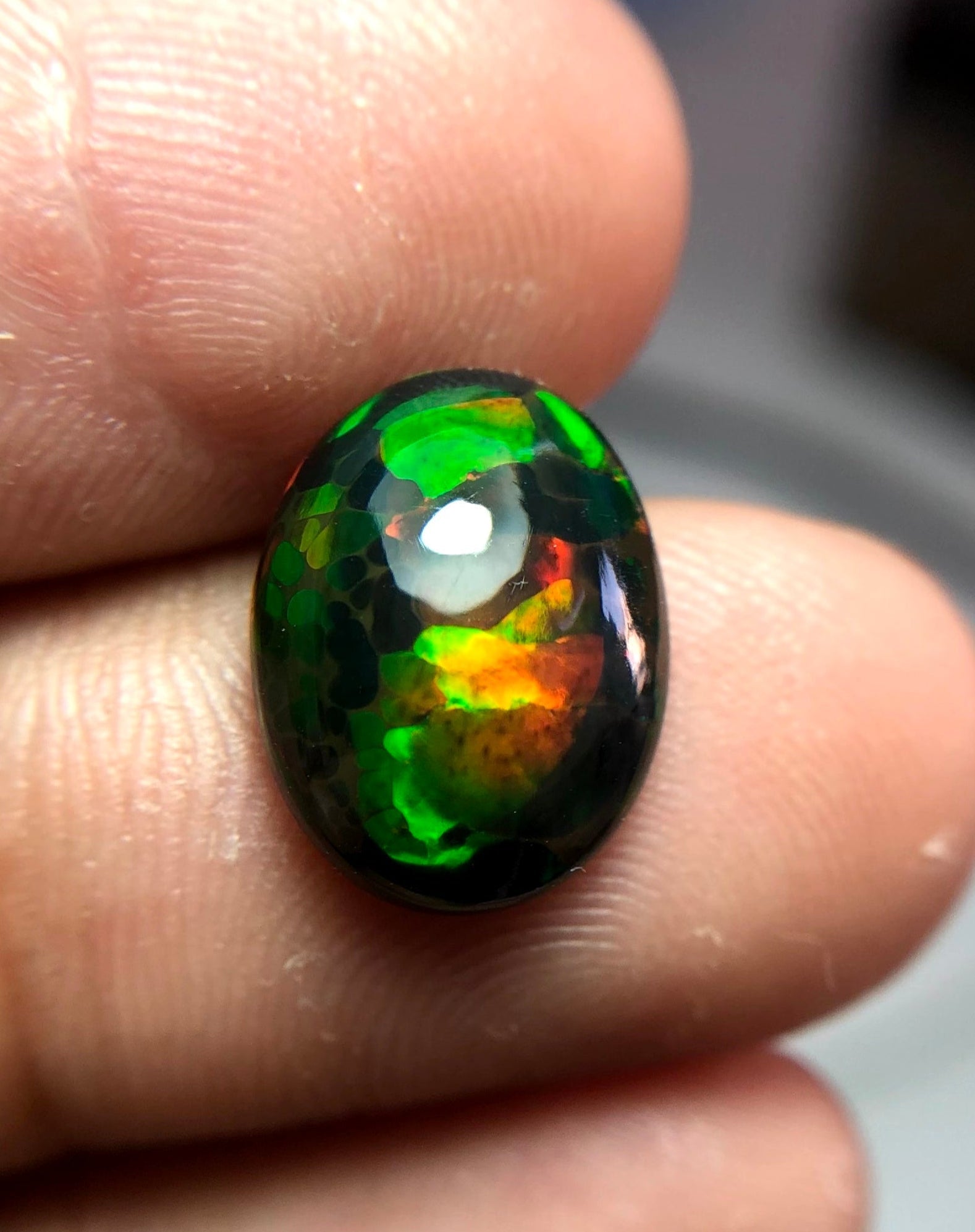 3.8ct Opal for Sale - Black Fire Opal - October Birthstone - 14.2x11mm