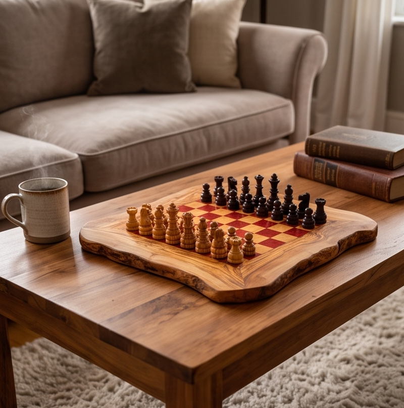 Handcrafted Olive Wood Chess Set – Premium Flat Wooden Chess Board (Multiple Sizes Available)