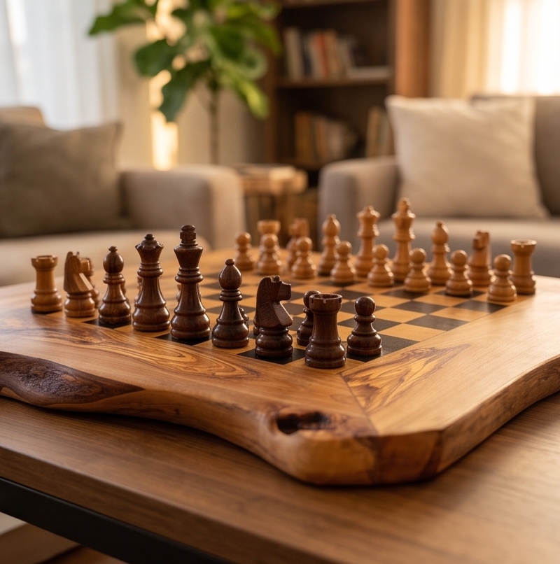 Handcrafted Olive Wood Chess Set – Premium Flat Wooden Chess Board (Multiple Sizes Available)
