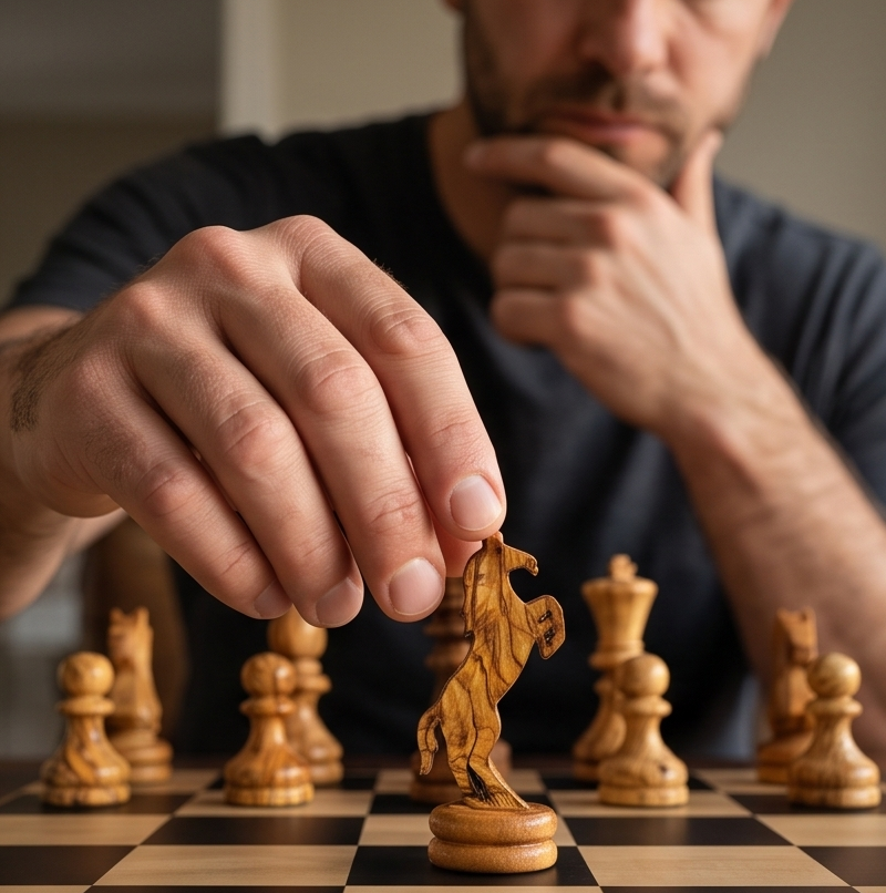 Handcrafted Olive Wood Chess Pieces Set of 32 - Wooden Chessmen