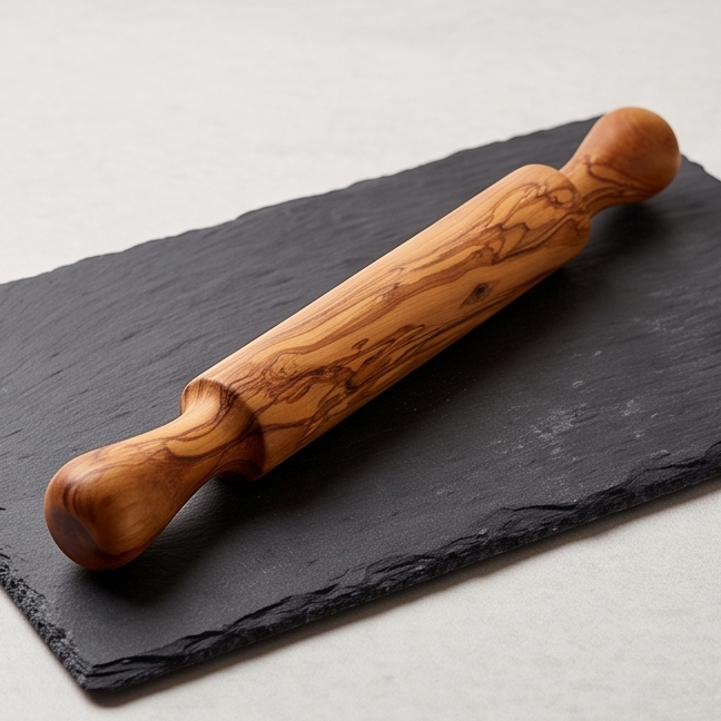 Olive Wood Professional Rolling Pin | Traditional Hardwood Pastry Dough Roller