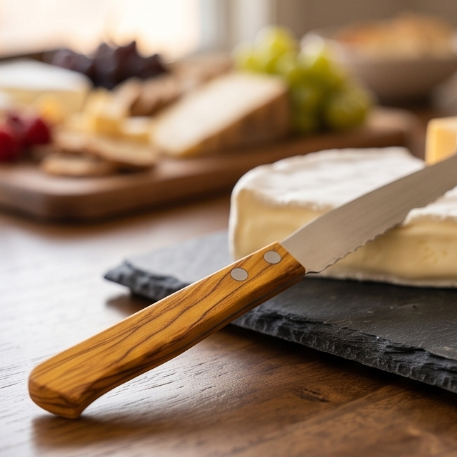 Premium Wooden Handle Cheese Knife with Forked Tip | Stainless Steel